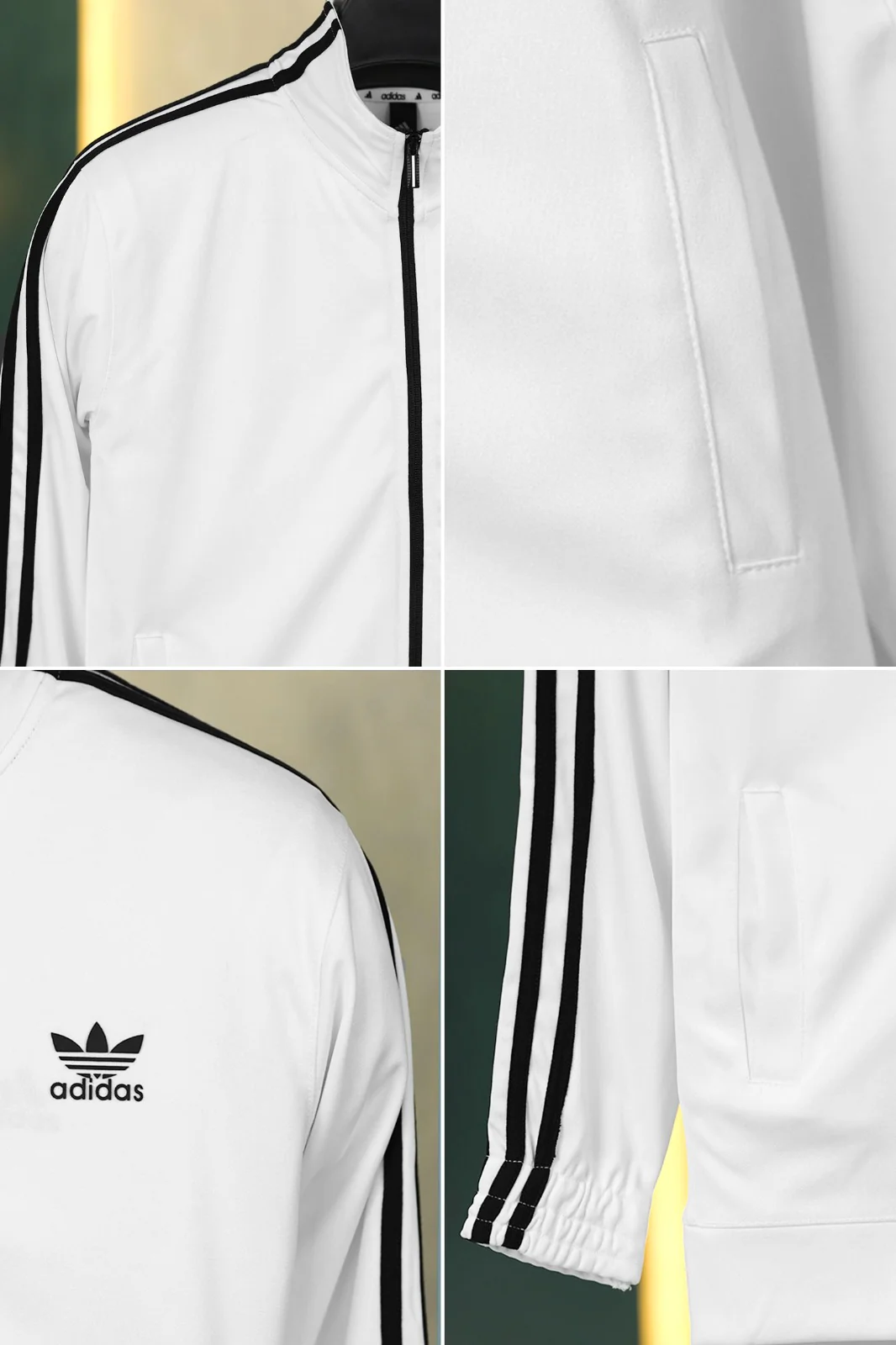 Adds 3-Stripes Signature Men Zipper Upper In White - Image 3