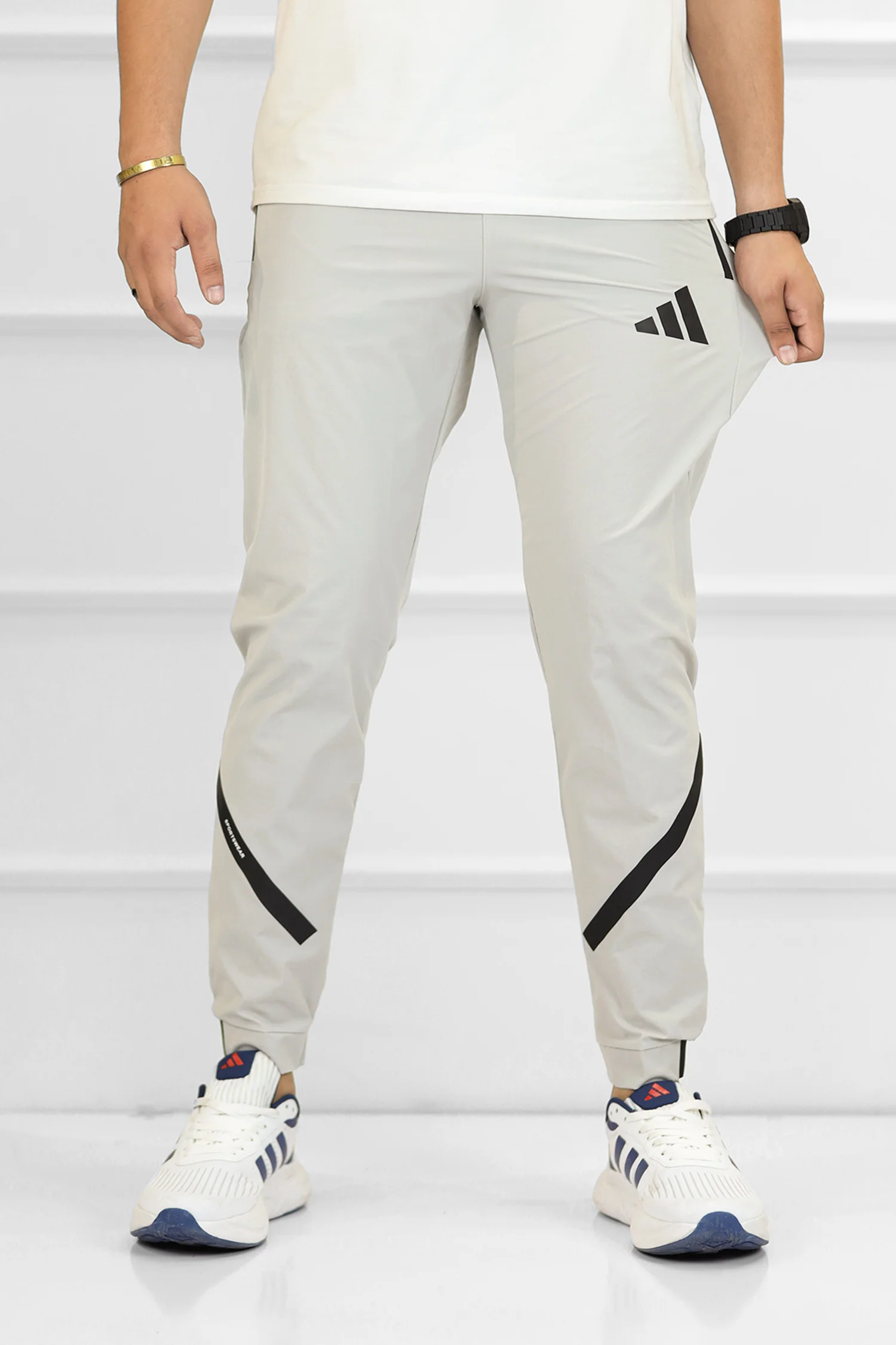 Adds Bottom Stripes Micro Premium Sportswear Trouser - Image 3