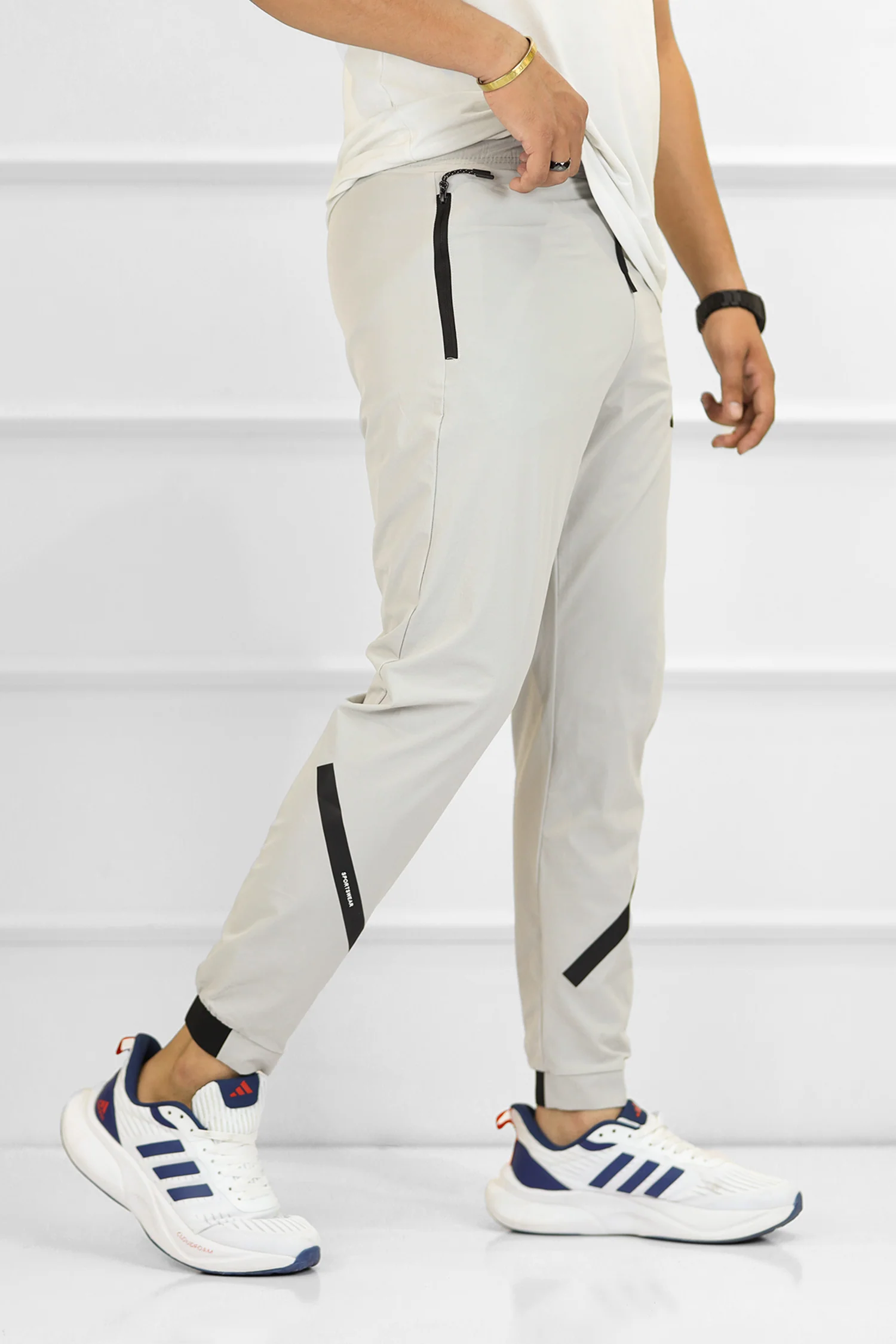 Adds Bottom Stripes Micro Premium Sportswear Trouser In Slate Grey - Image 4