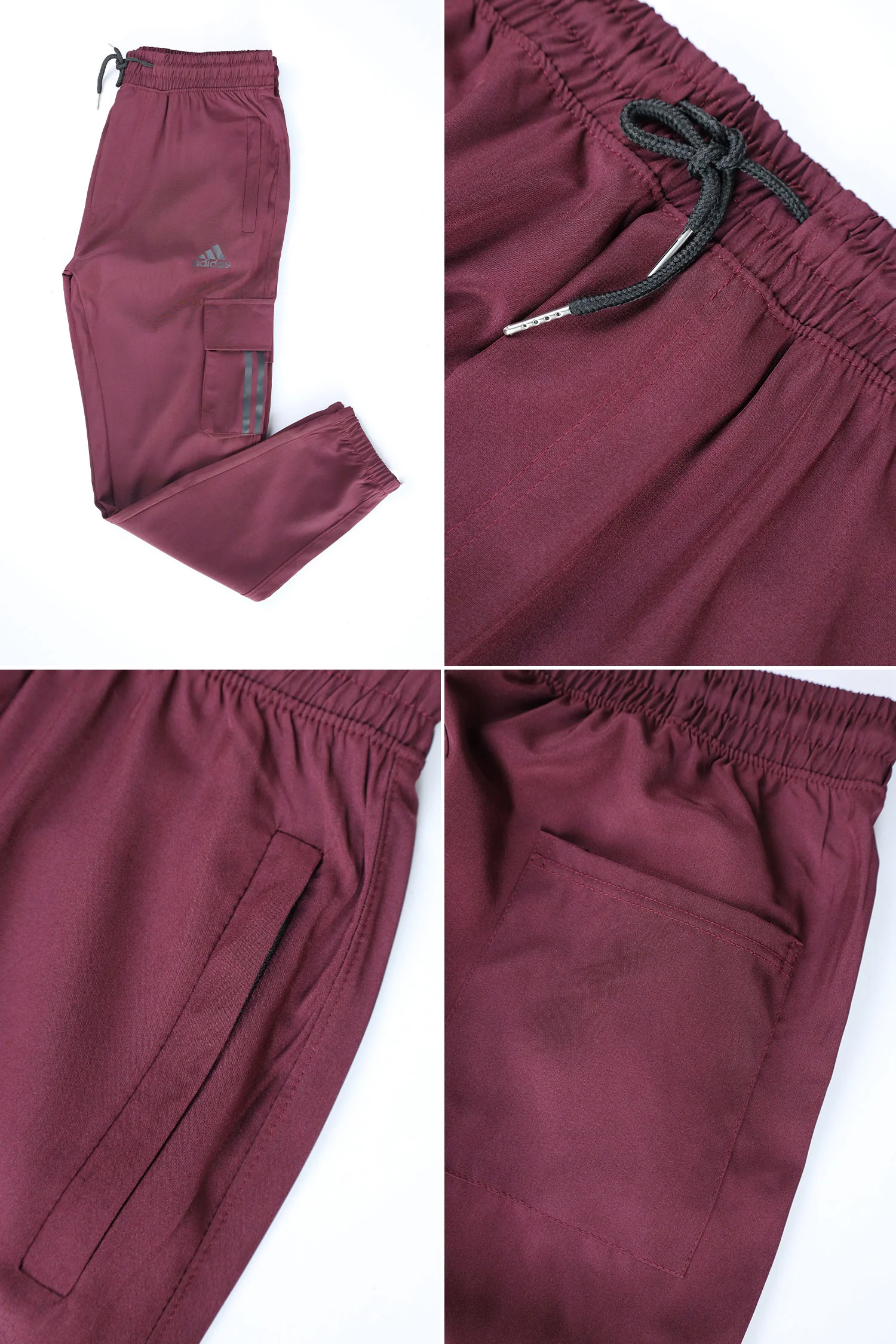 Adds Micro Stretch Slimfit Imported Sportswear Trouser In Plum - Image 6