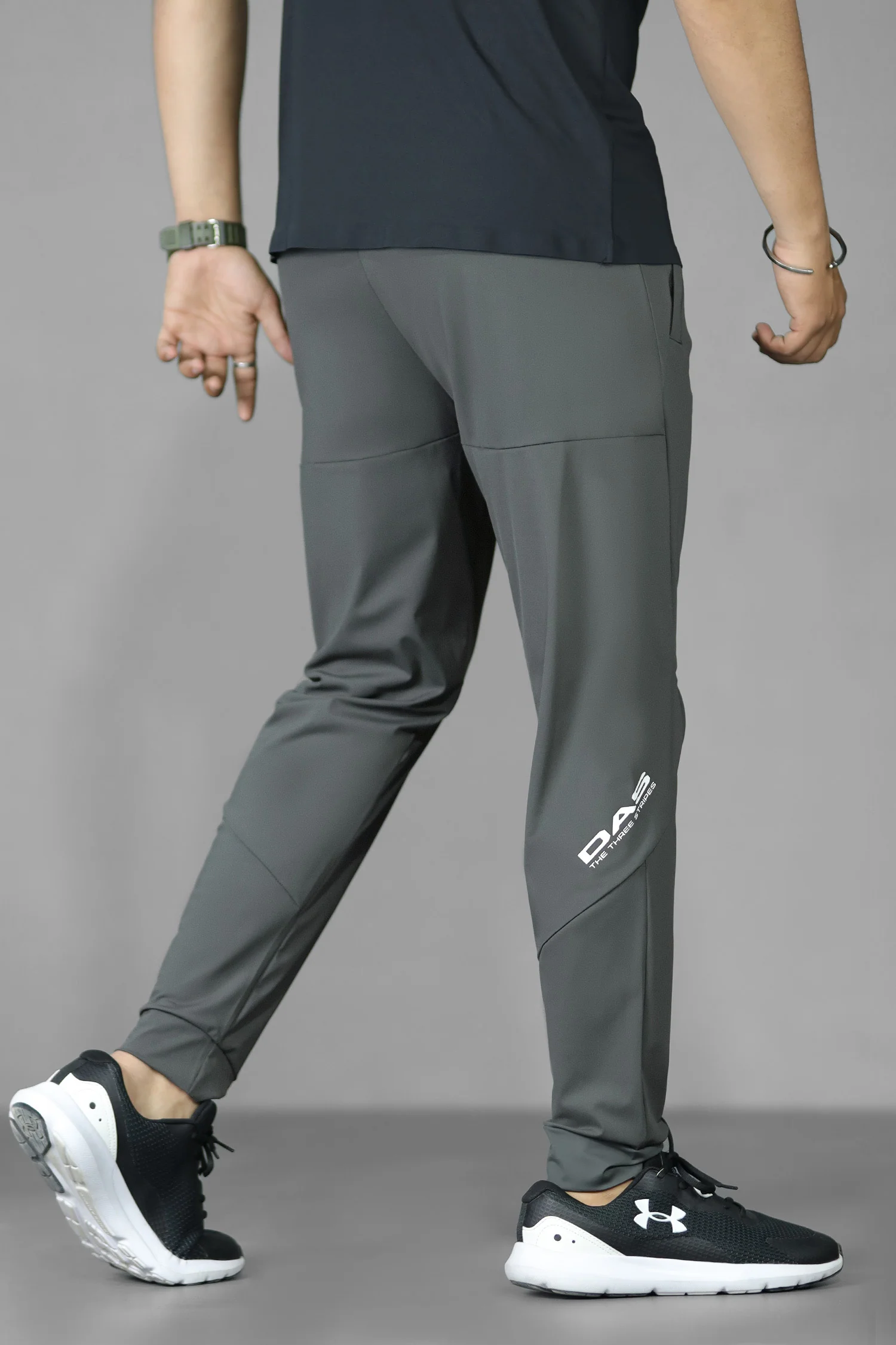 Adds Micro-Tech Half Stripes Men's Slim-Fit Trouser In Dark Grey - Image 3