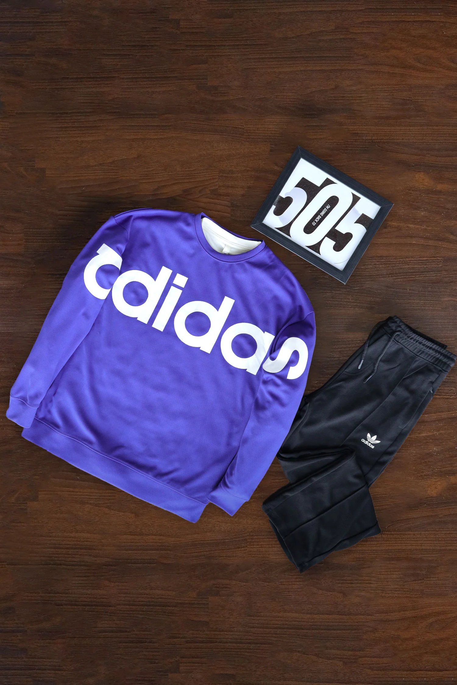 Adds Spellout Crew Round Neck Tracksuit In Royal Blue - Image 3