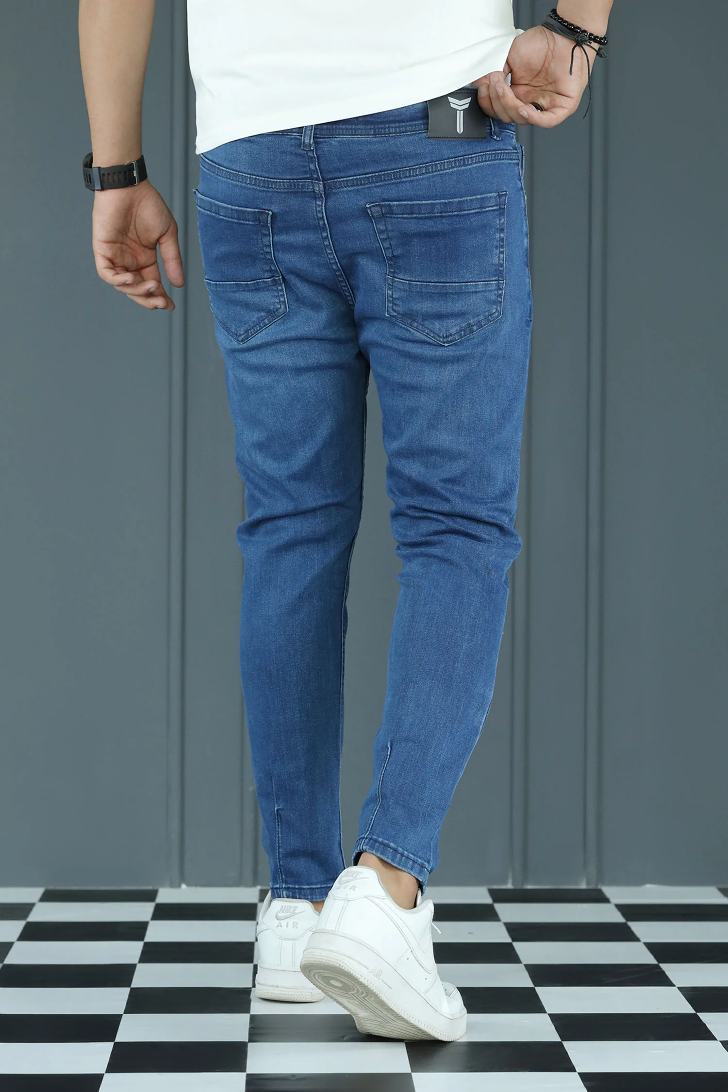 Streetline Edge Turbo Ankle Fit Jeans In Navy Blue - Image 4