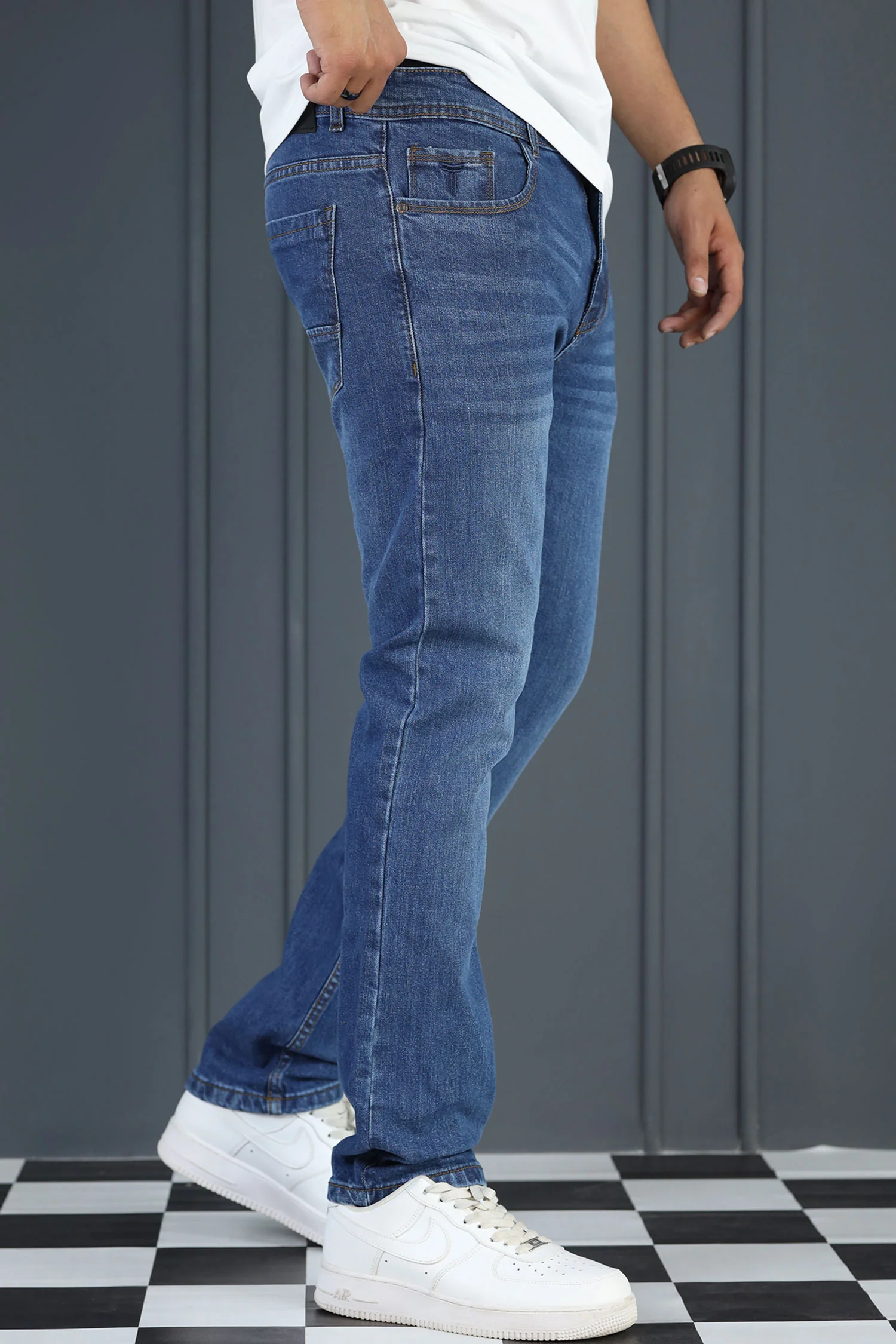 Classic Stretch Turbo Ankle Fit Jeans In Dirty Blue - Image 3
