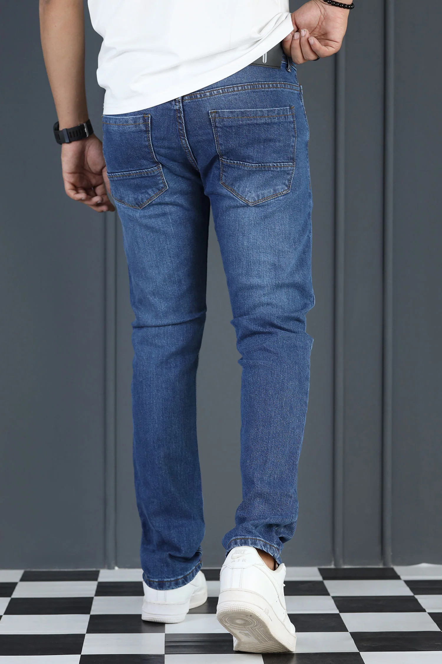Classic Stretch Turbo Ankle Fit Jeans In Dirty Blue - Image 4