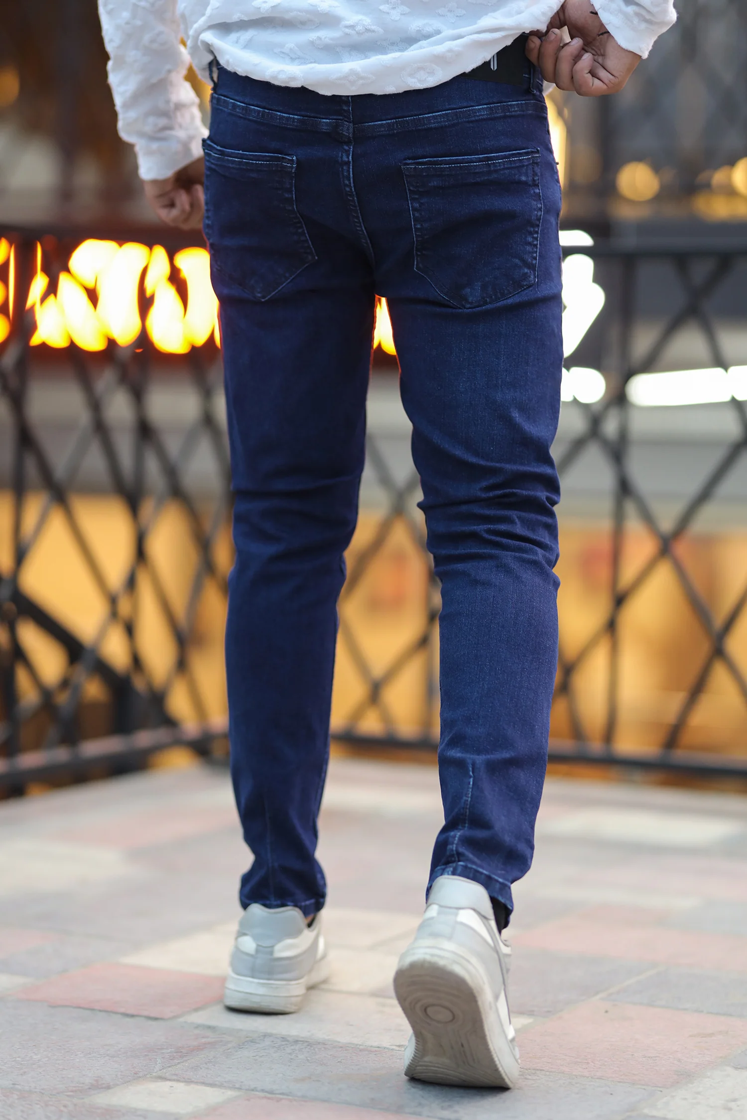 Comfy Plain Turbo Ankle Fit Jeans In Dark Blue - Image 3