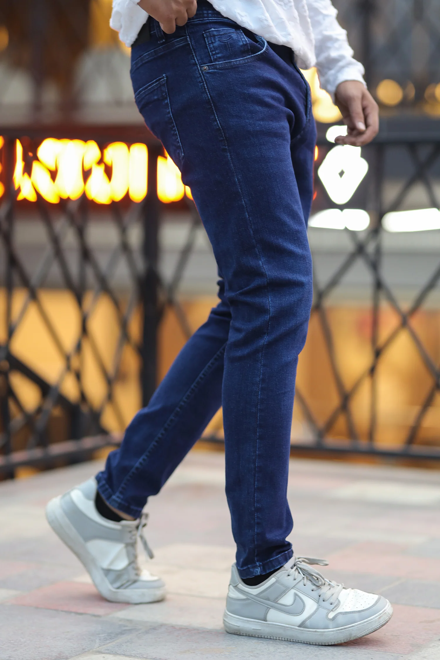 Comfy Plain Turbo Ankle Fit Jeans In Dark Blue - Image 4