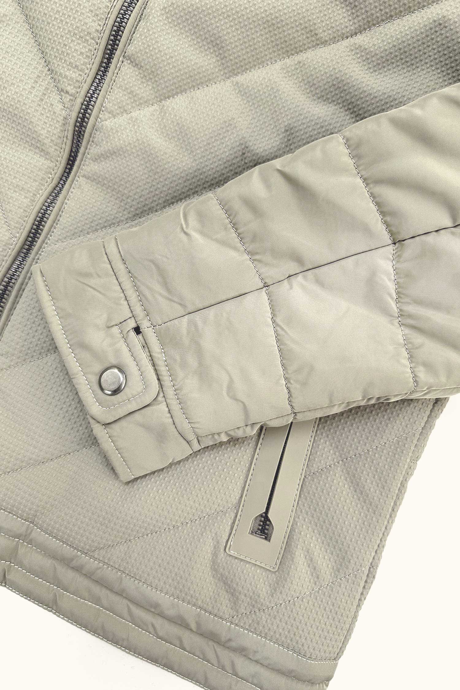Cross Pattern Bubble Padded Imported Puffer Jacket In Beige - Image 5