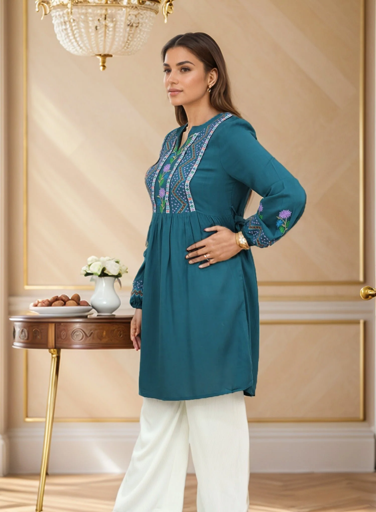 Embroidered Design Flower Pattern Turkish Imported Top - Image 2