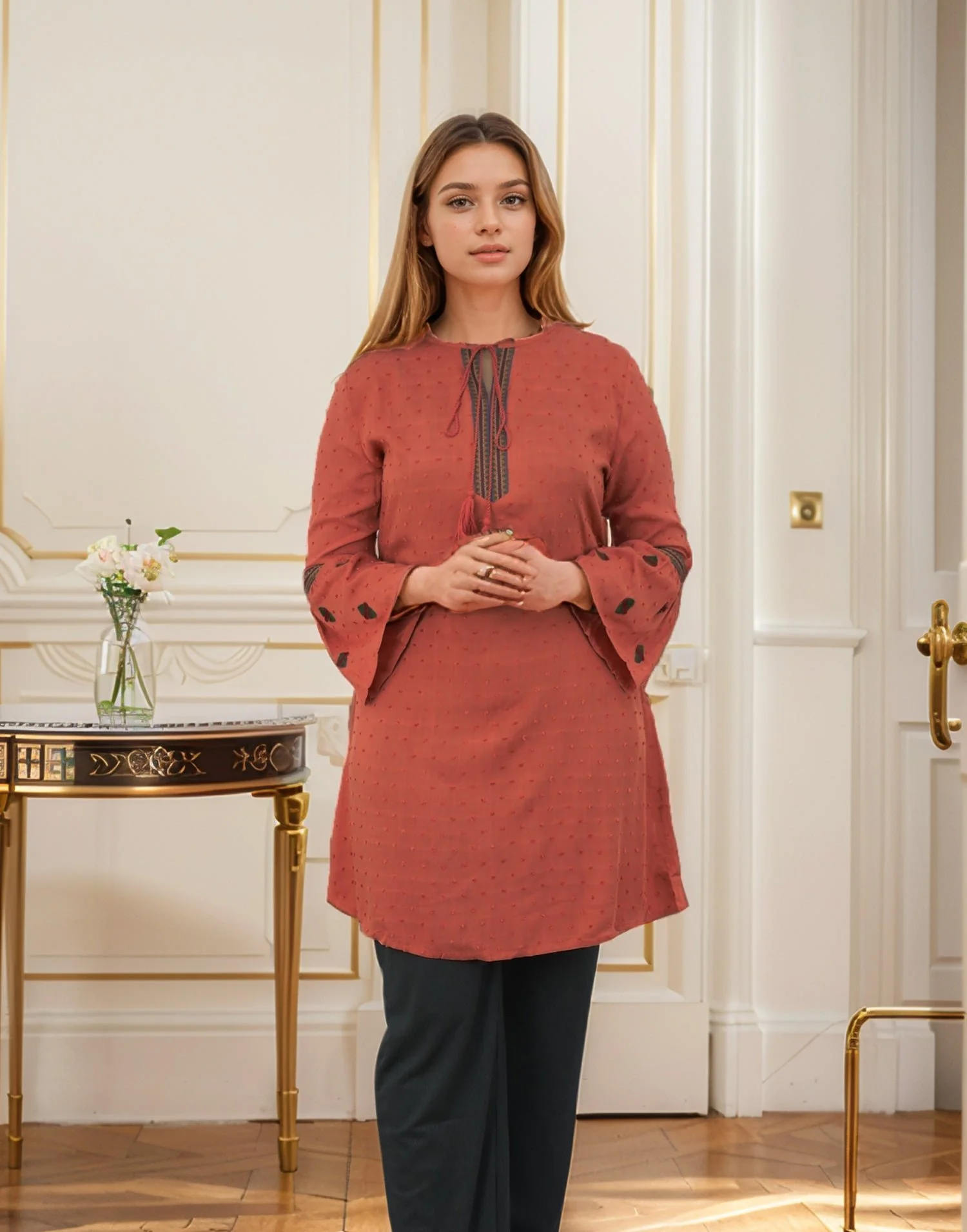 Embroidered Design Self Phulkari Turkish Imported Top - Image 12