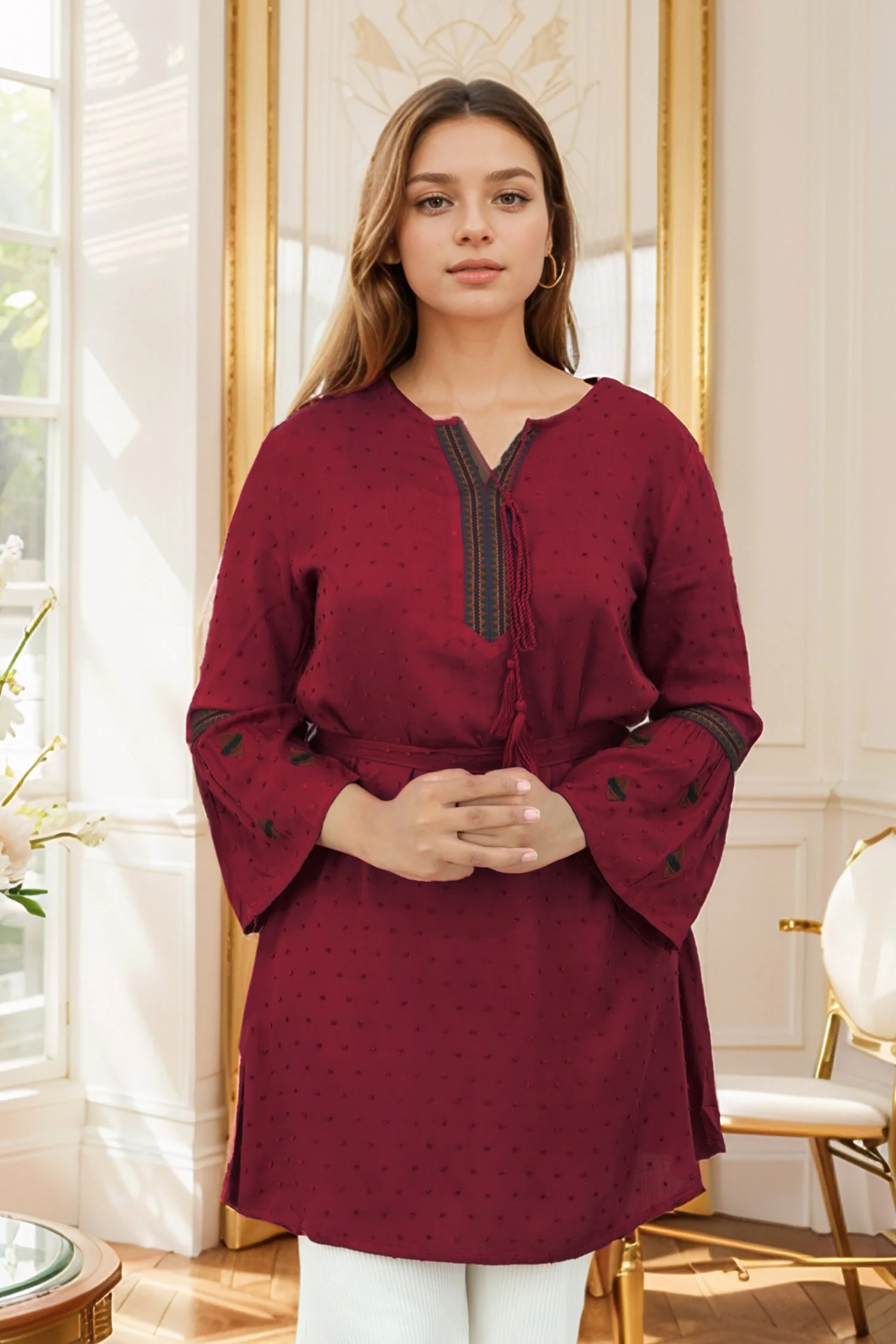 Embroidered Design Self Phulkari Turkish Imported Top - Image 6