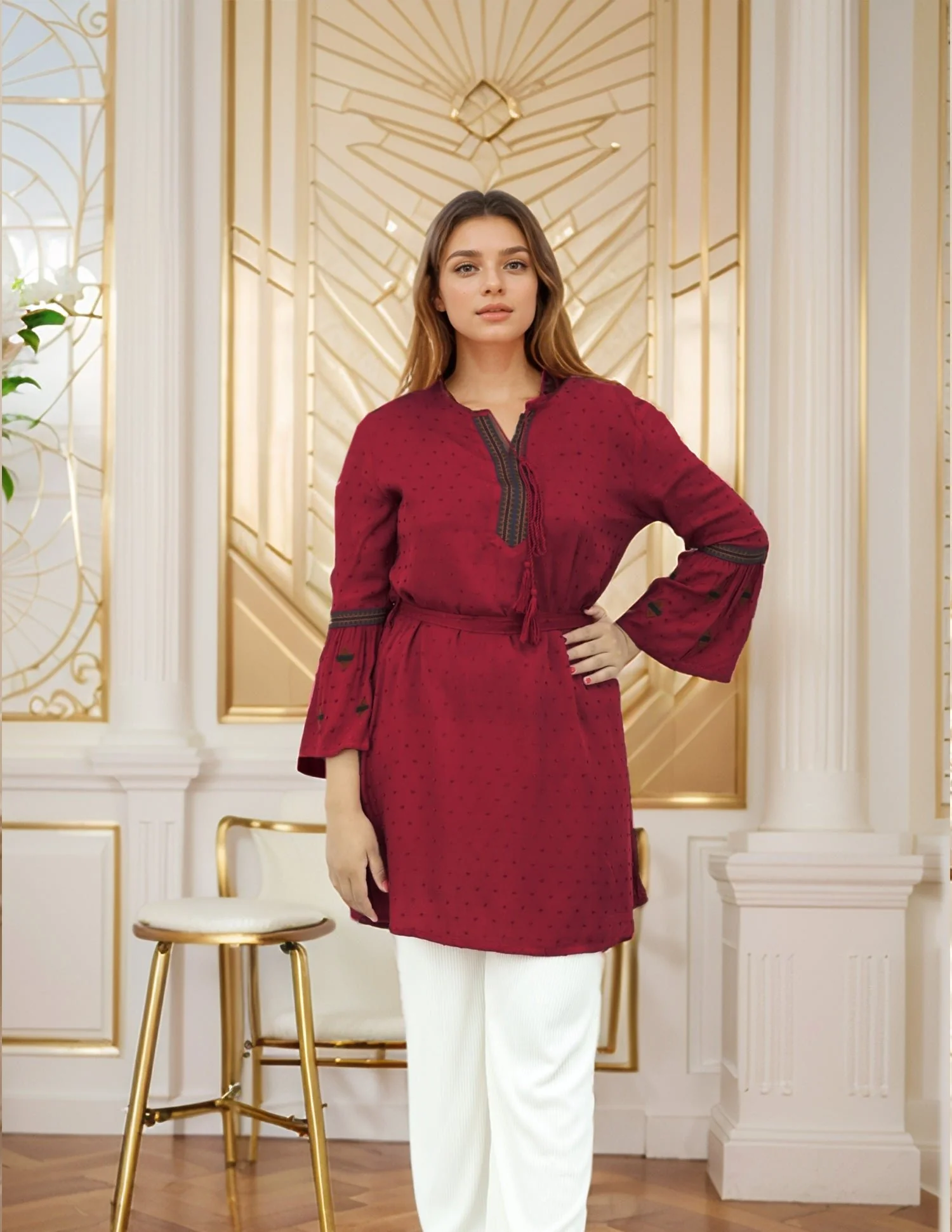 Embroidered Design Self Phulkari Turkish Imported Top - Image 7