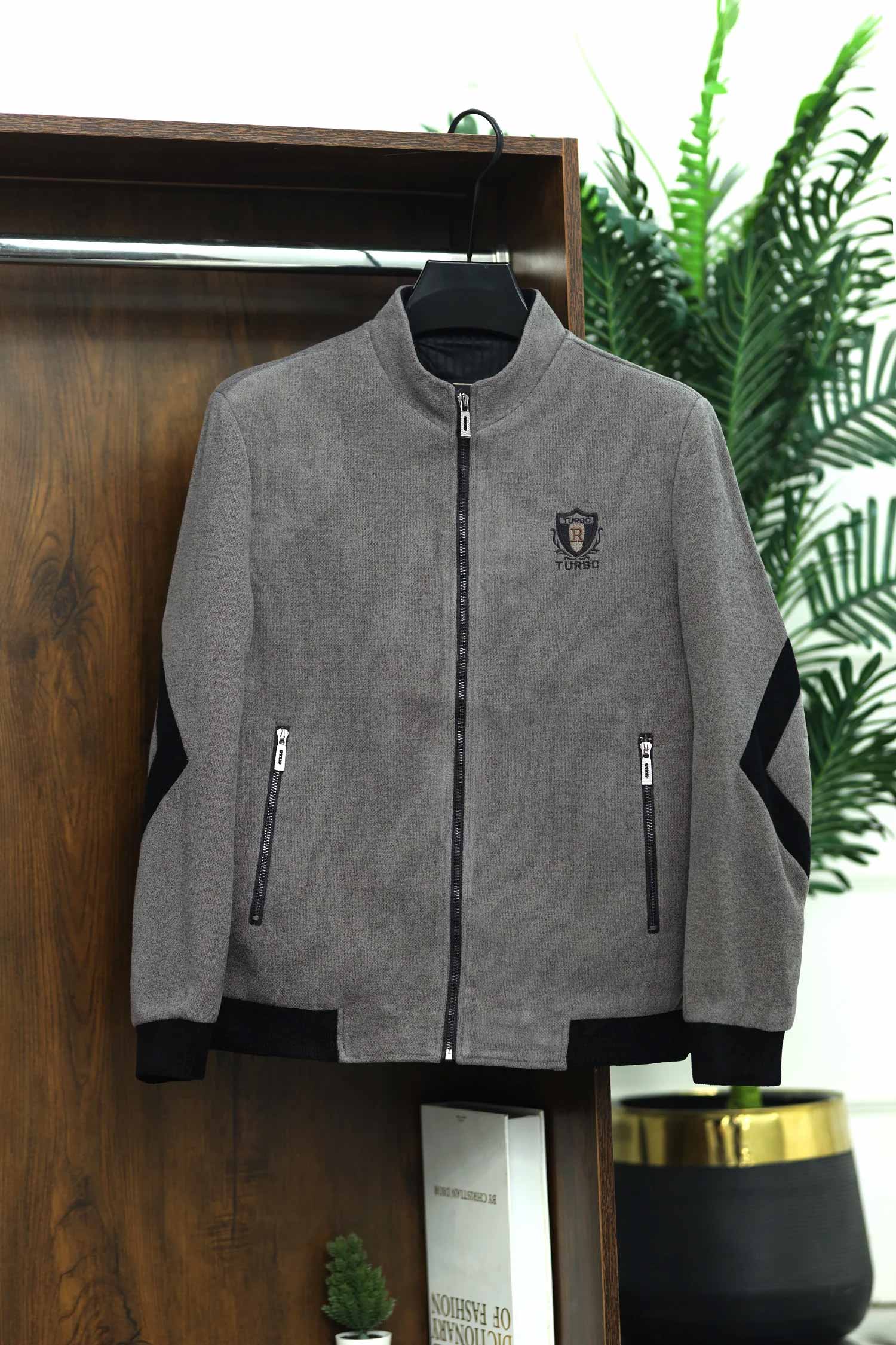 Front Logo Style Imported Men's Woollen Jacket In Light Sage