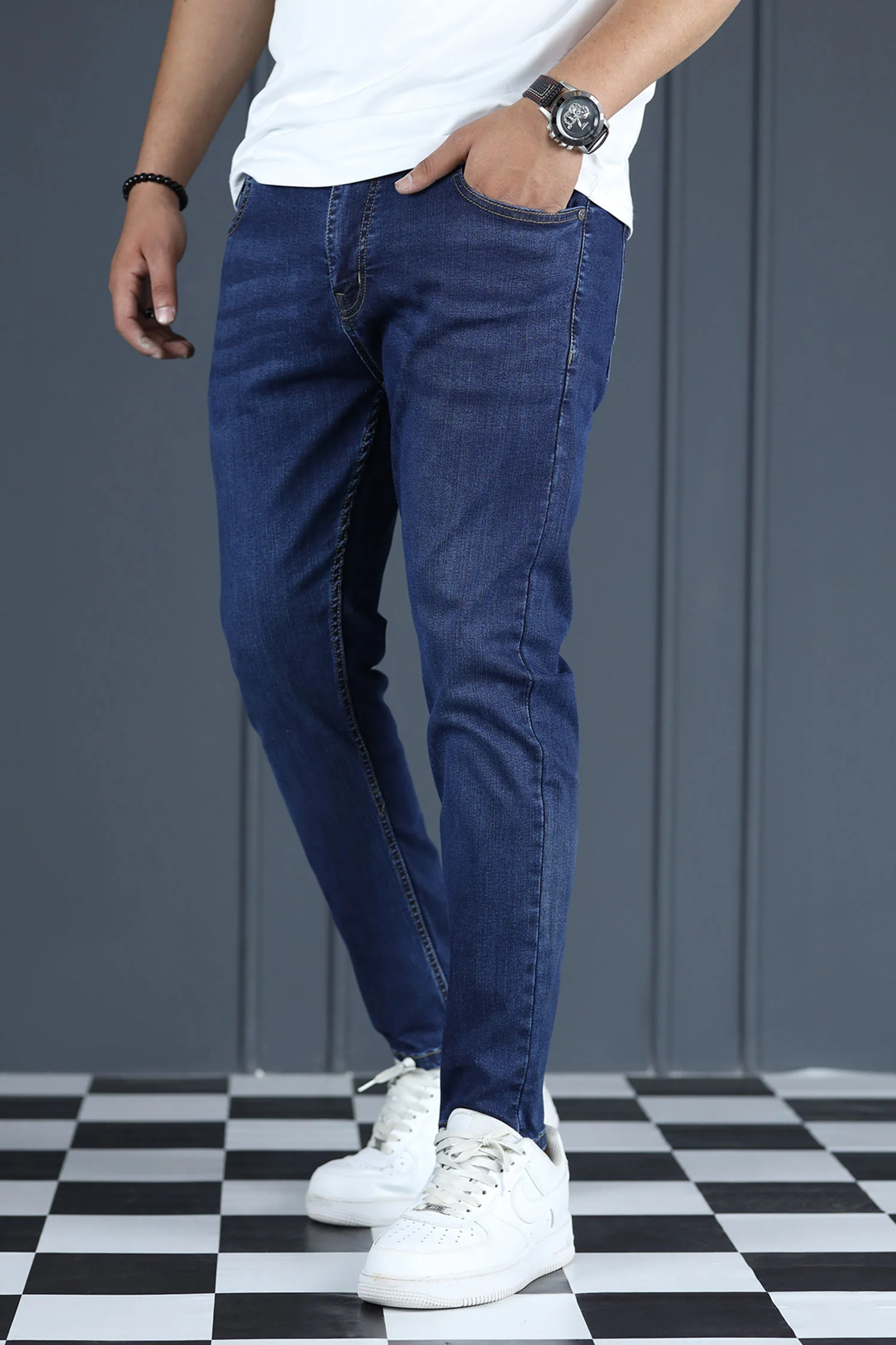 Heritage Flex Turbo Ankle Fit Jeans In Navy Blue - Image 3