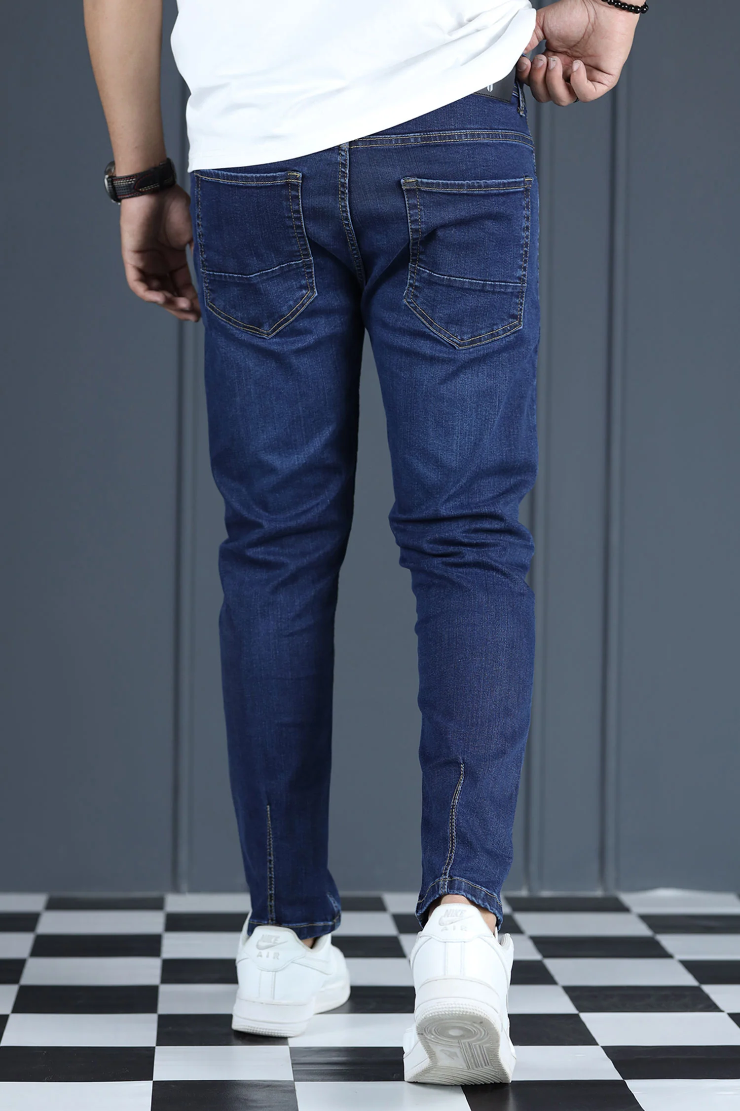 Heritage Flex Turbo Ankle Fit Jeans In Navy Blue - Image 4