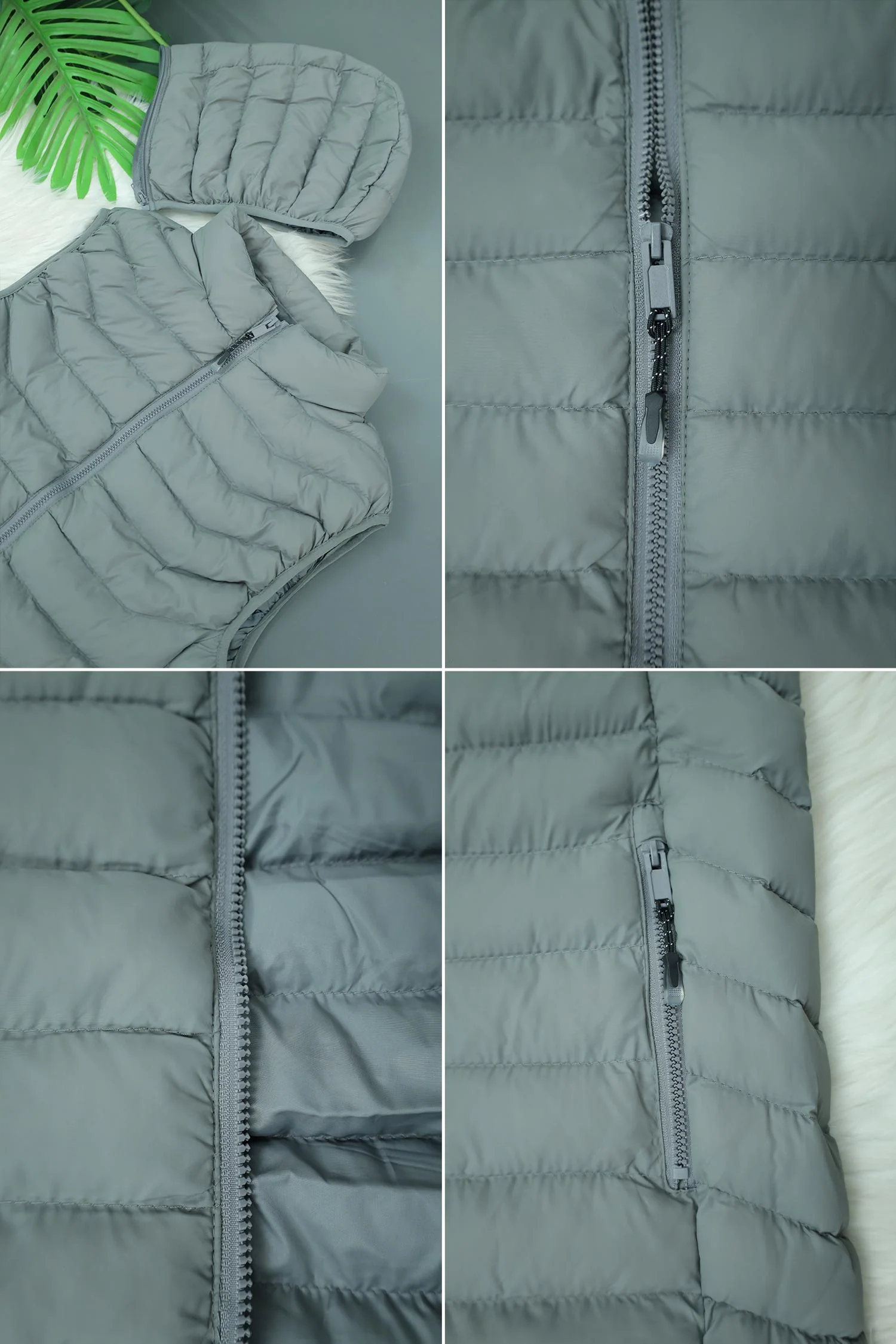 Hollow Padded Imported Men's Gilet In Light Grey - Image 3