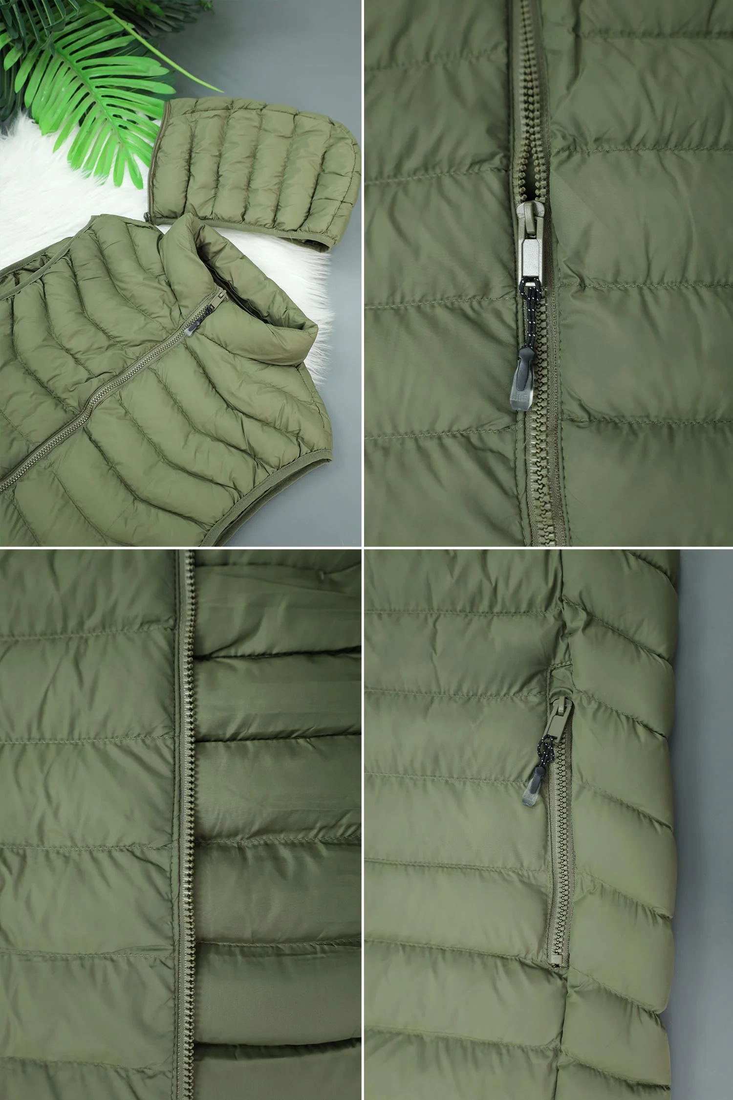 Hollow Padded Imported Men's Gilet In Olive - Image 3