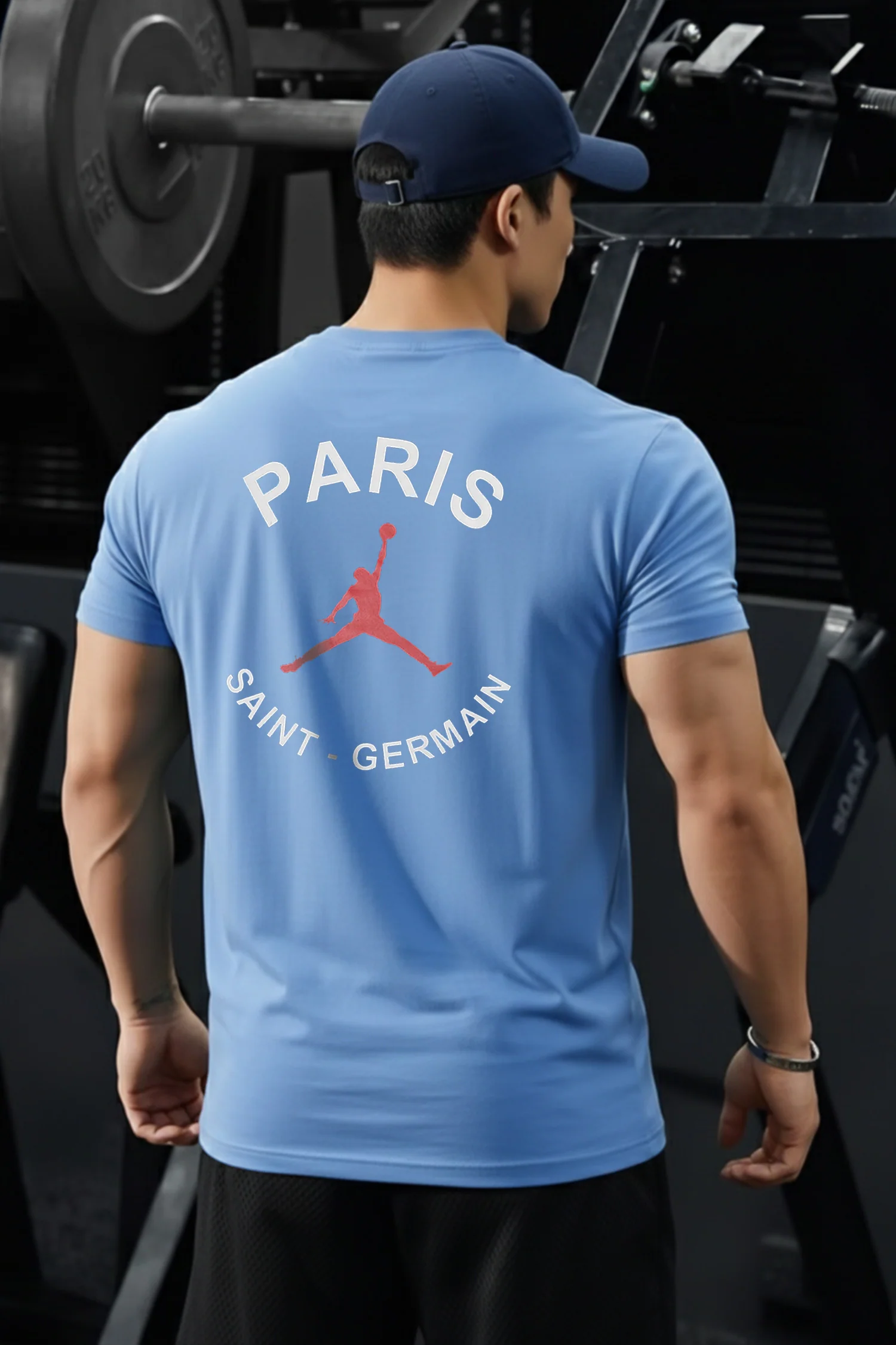 Jrdn Paris Slogan Edition Dry-FitĀ Tee In Sky Blue