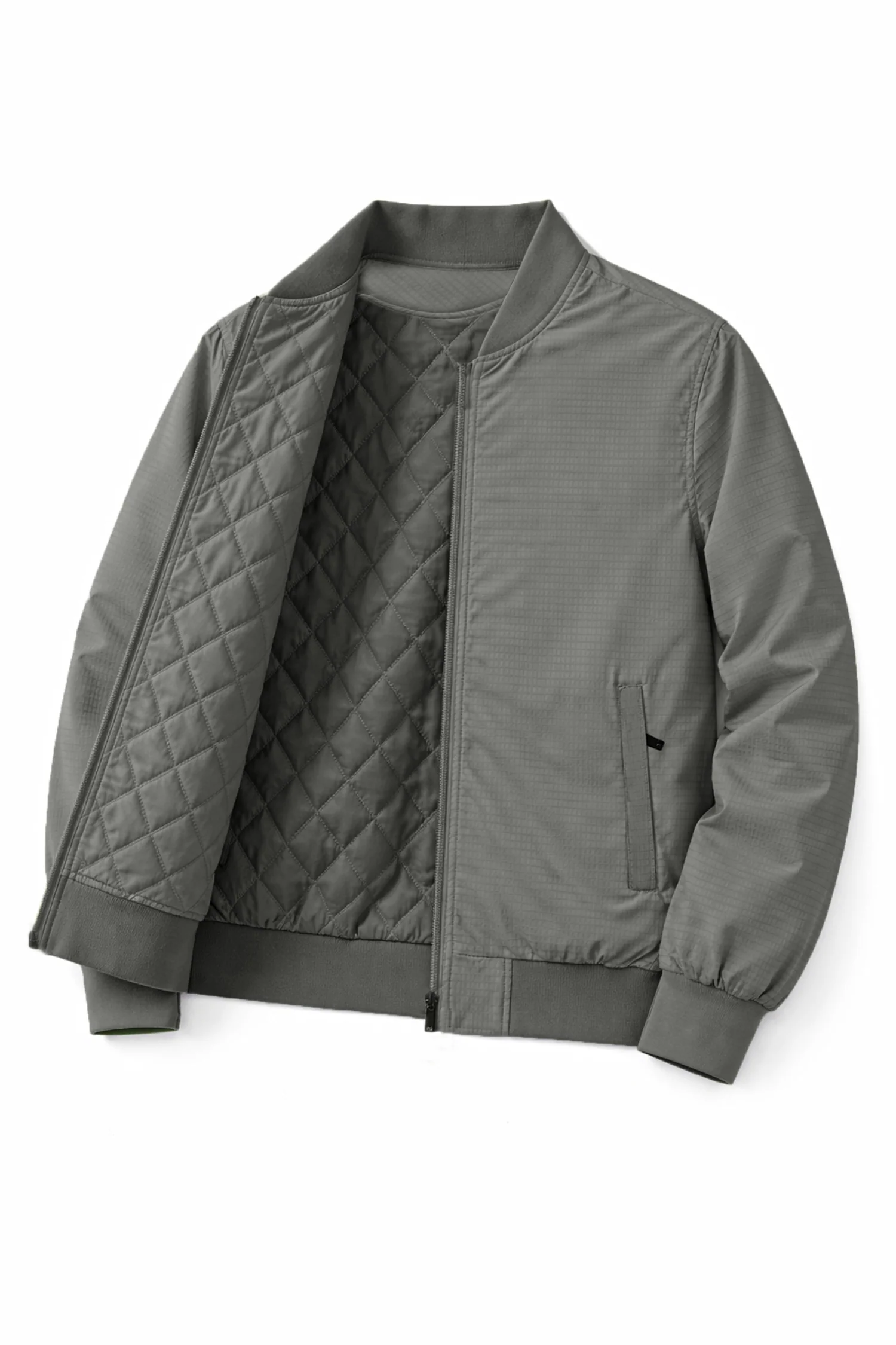 Light Texture Imported Light Weight Jacket In Dark Grey - Image 3
