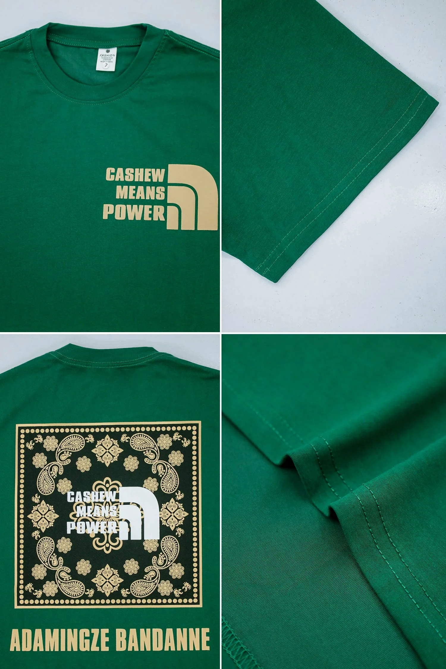 Mens Back Printed Style Graphic Tee In Green - Image 4