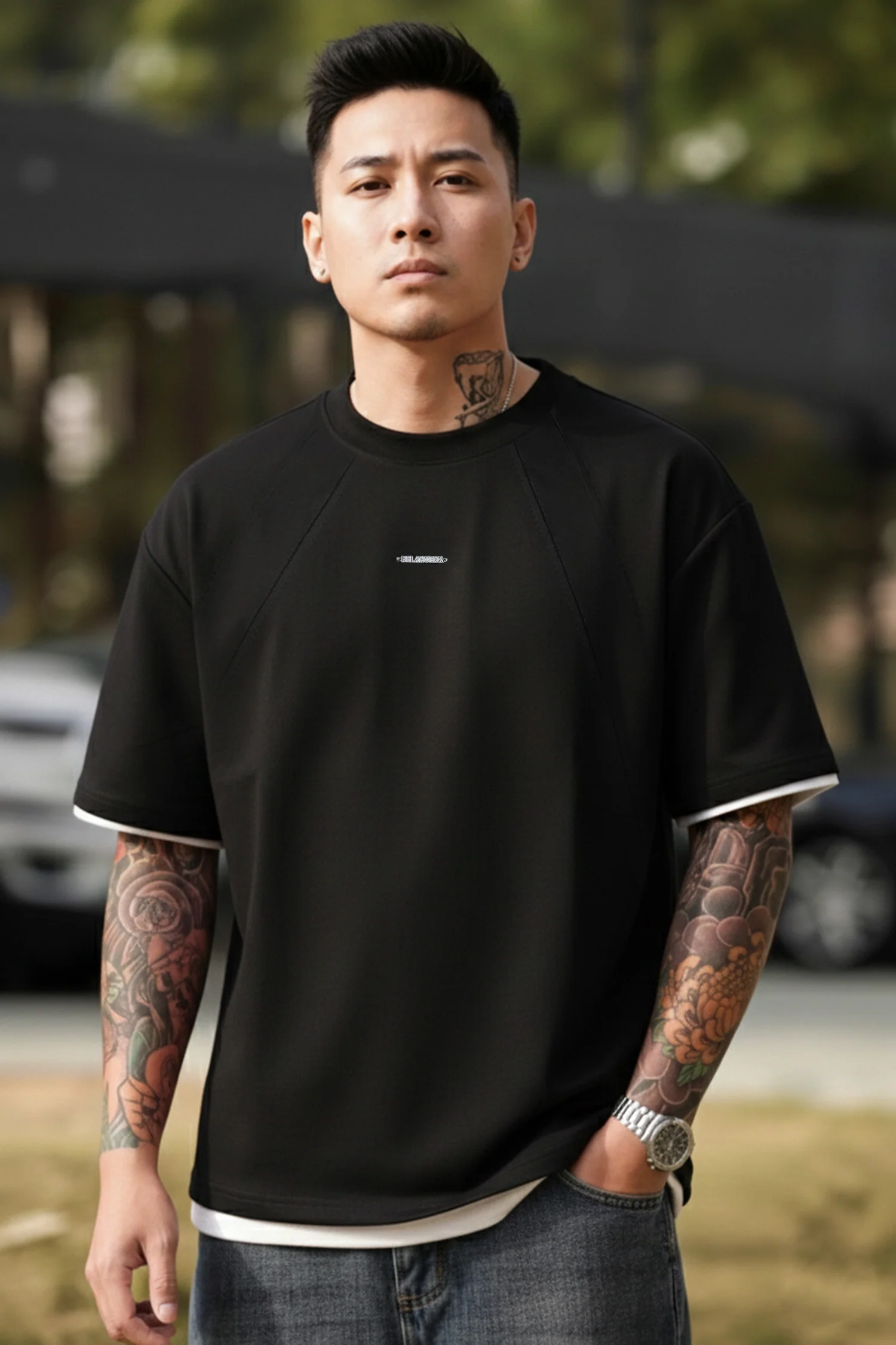 Mens Signature Logo Dropdown Shoulder T-shirt - Image 10