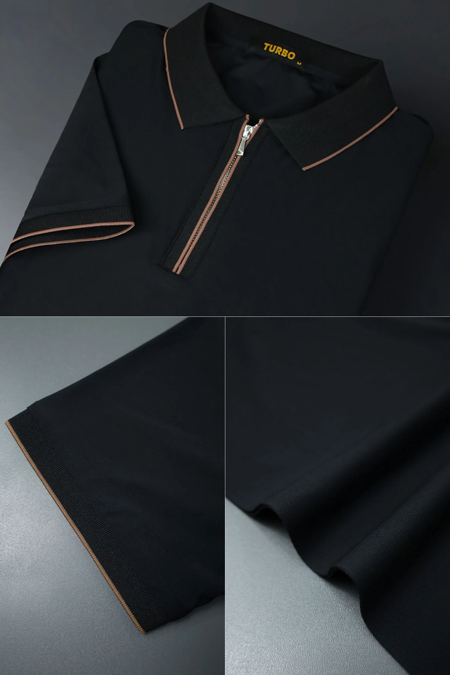 Men's Elevated Style Silk Polo T-Shirt In Black - Image 3