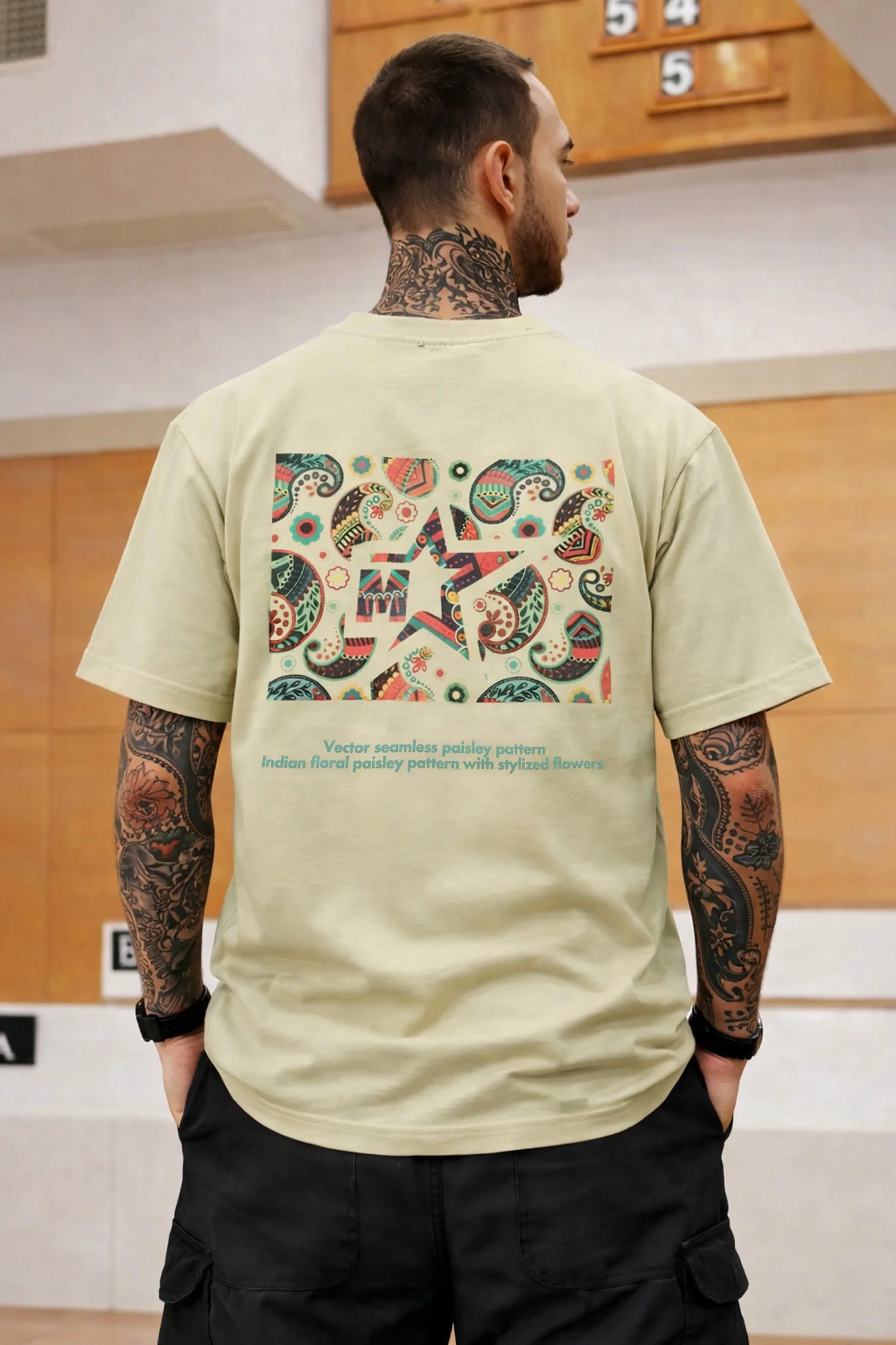 Men's Front "MATOYAN" Typography Round Neck Tee in Light Skin