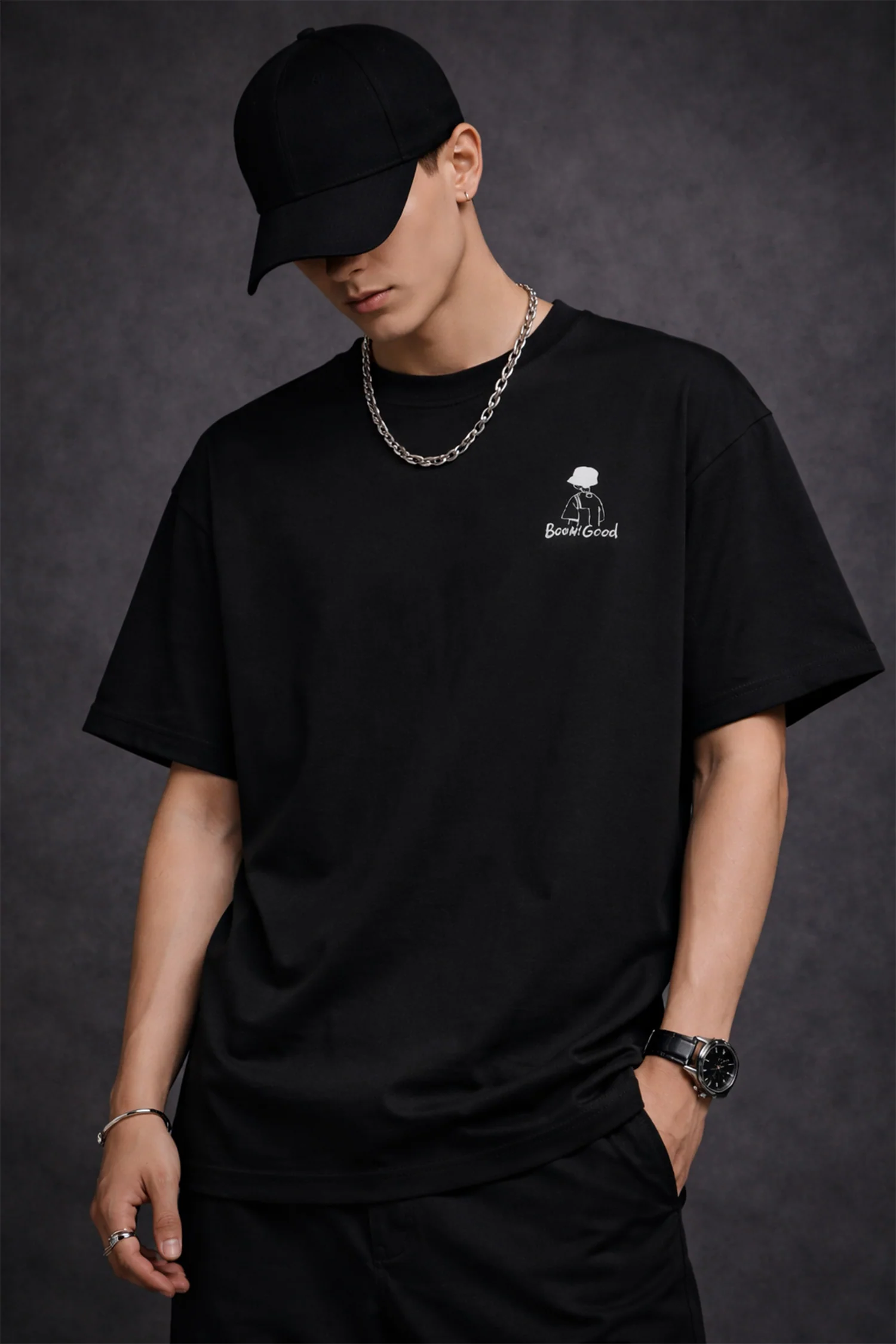 Mens Modern Impact Graphic Tee In Black - Image 2