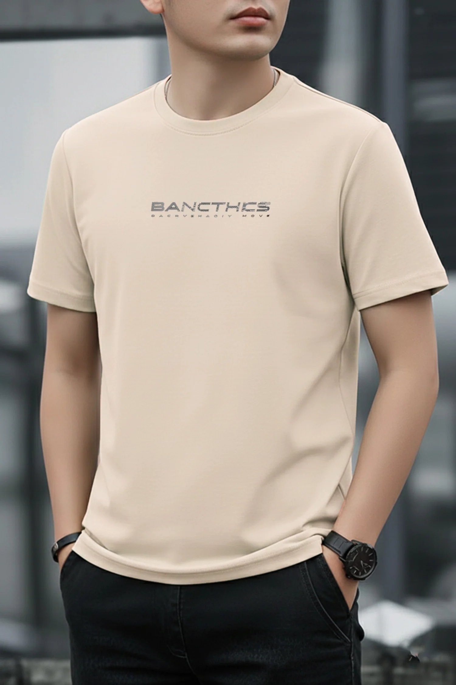 Mens Natural Fit Round Neck T-shirt