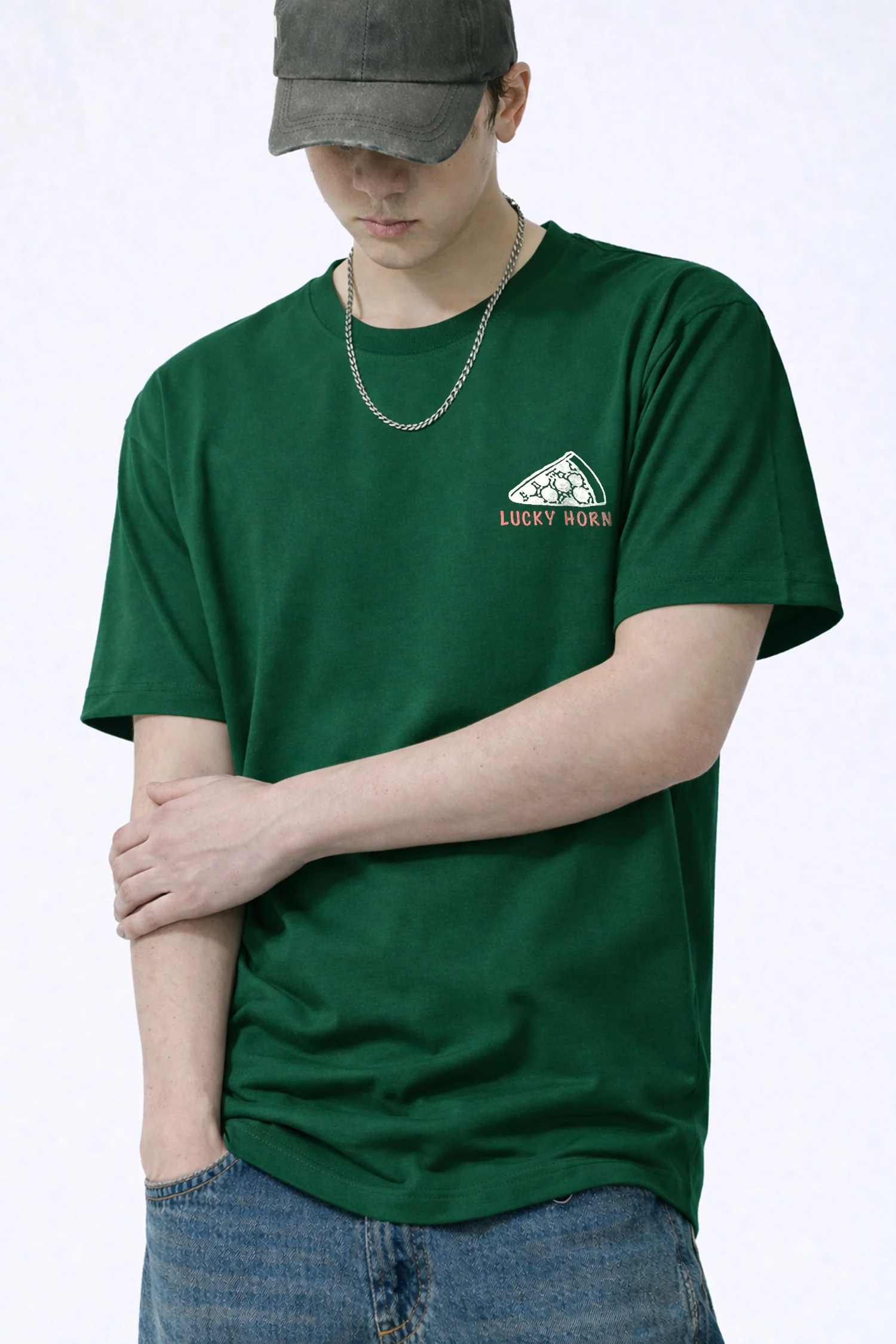 Men's "Lucky Horn" Typography Round Neck Tee - Image 2