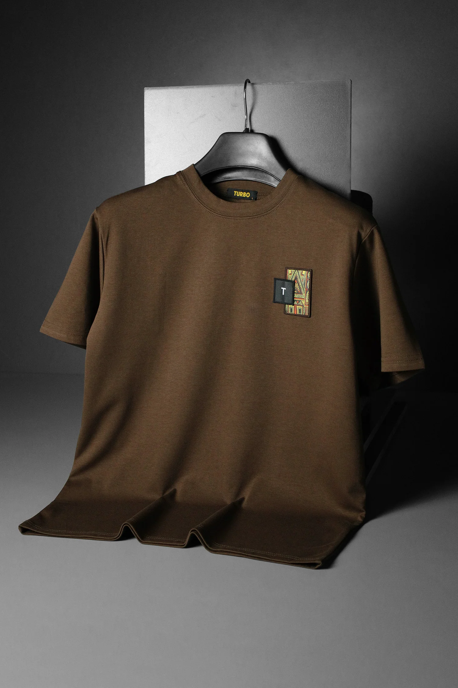 Men's Urban Fit Round Neck Tee in Brown - Image 3