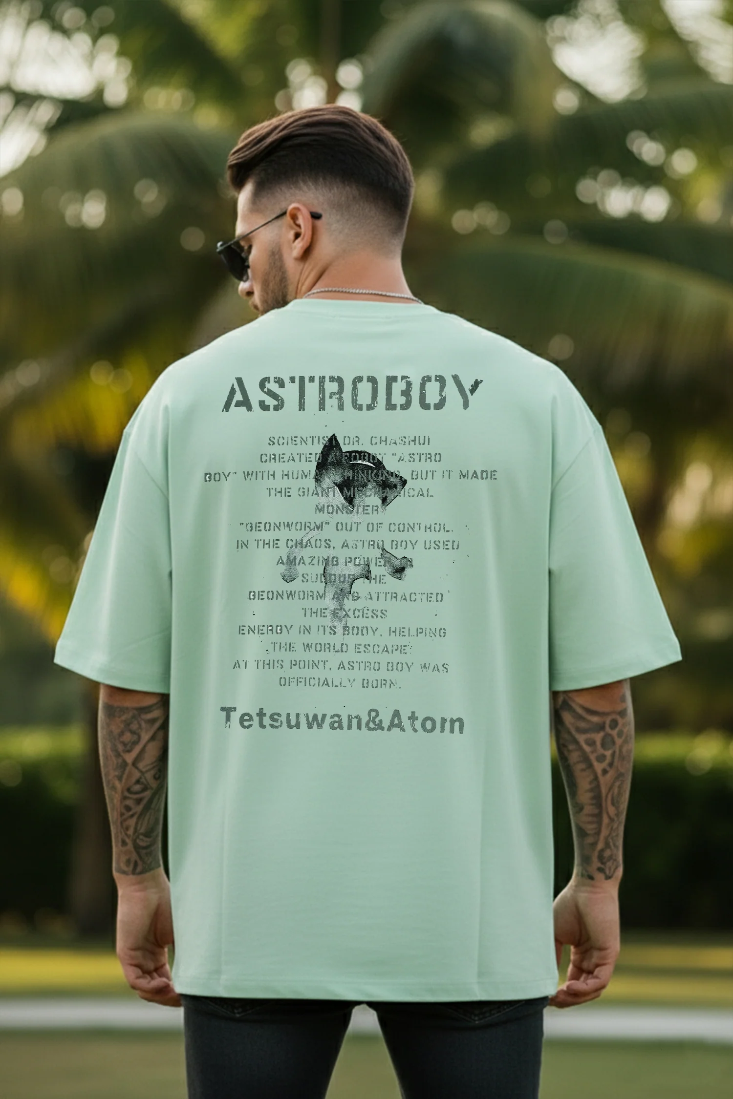 Modern Edge Round Neck OverSize T-shirt In Mint Green - Image 2