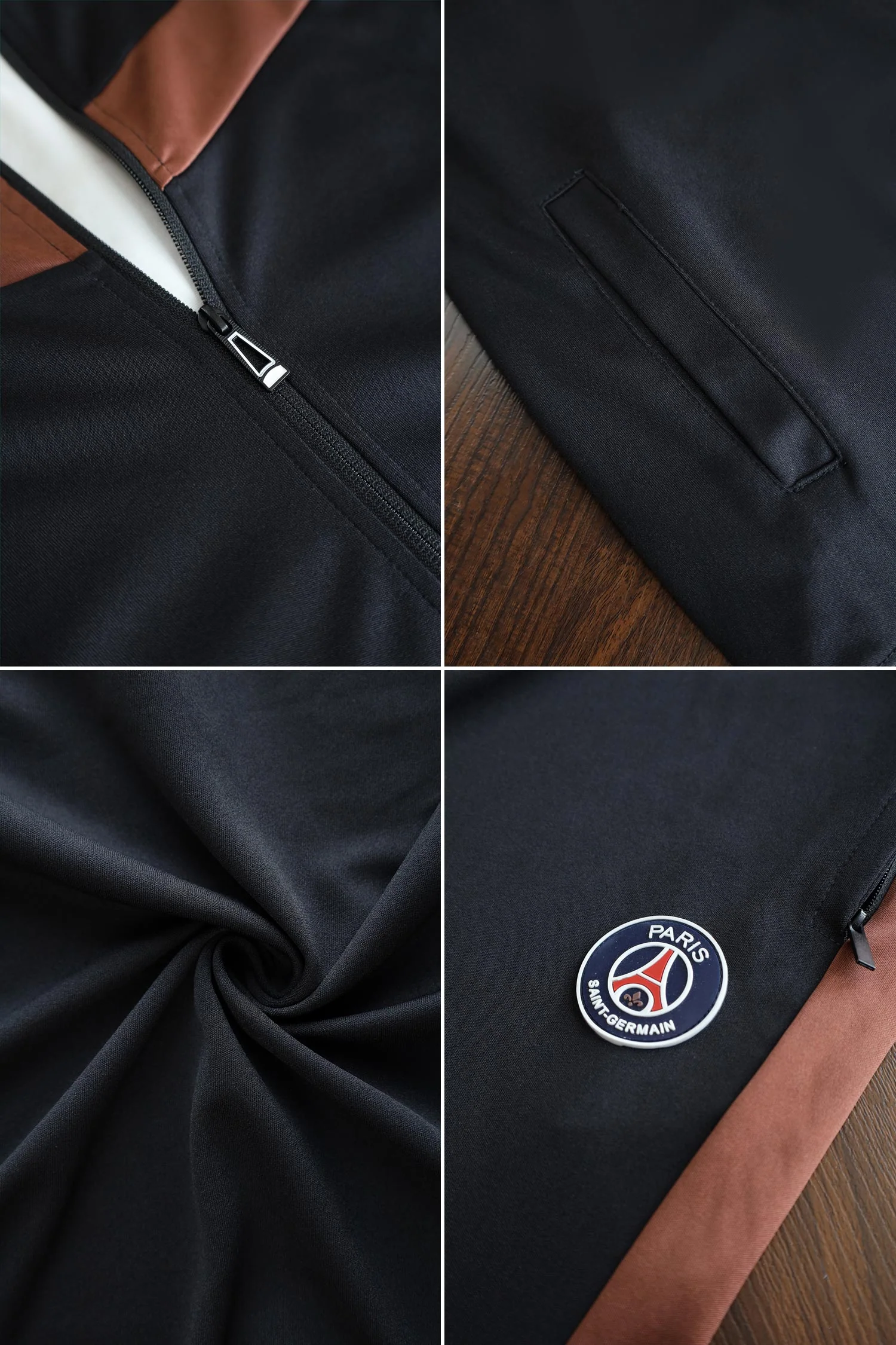Nke Diagonal V Panel Signature Full Zipper Tracksuit In Black - Image 7