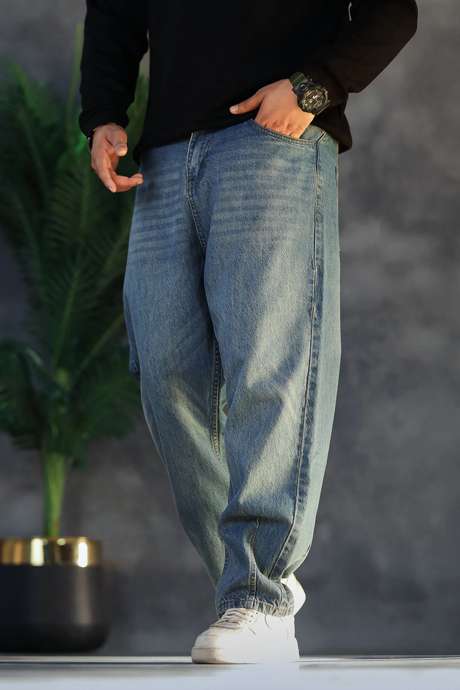 Turbo Bottom Plate Denim Baggy Jeans - Image 10