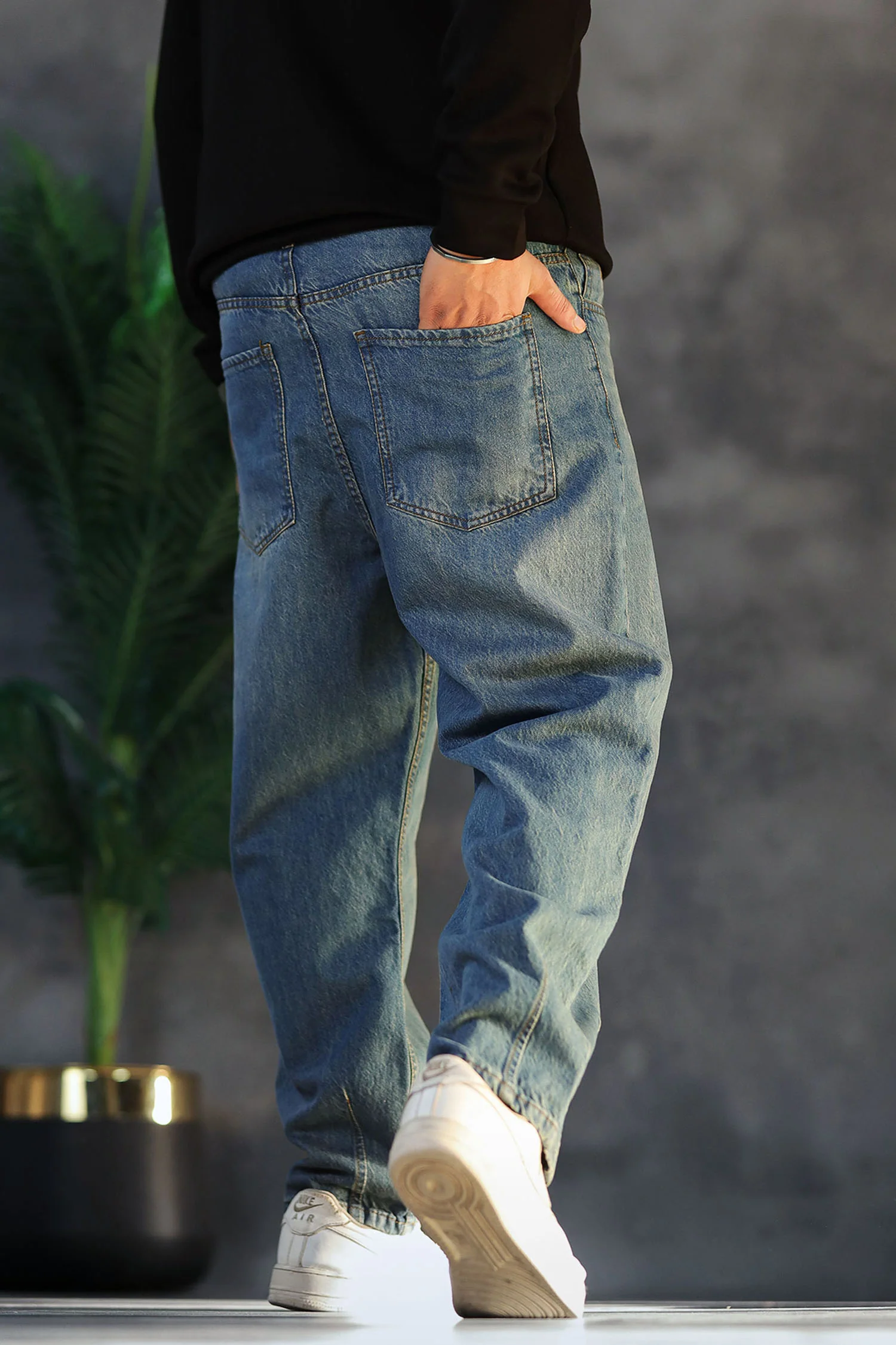 Turbo Bottom Plate Denim Baggy Jeans - Image 12