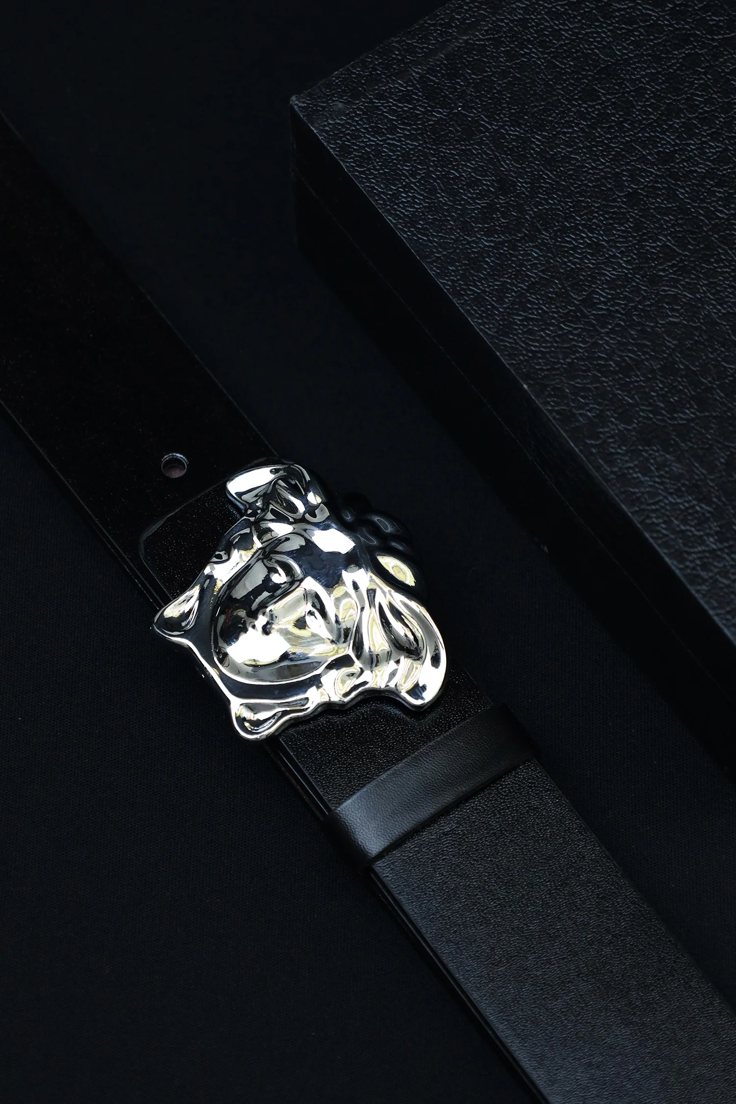 Versce Metal Alloy Automatic Buckle Branded Belt - Image 5