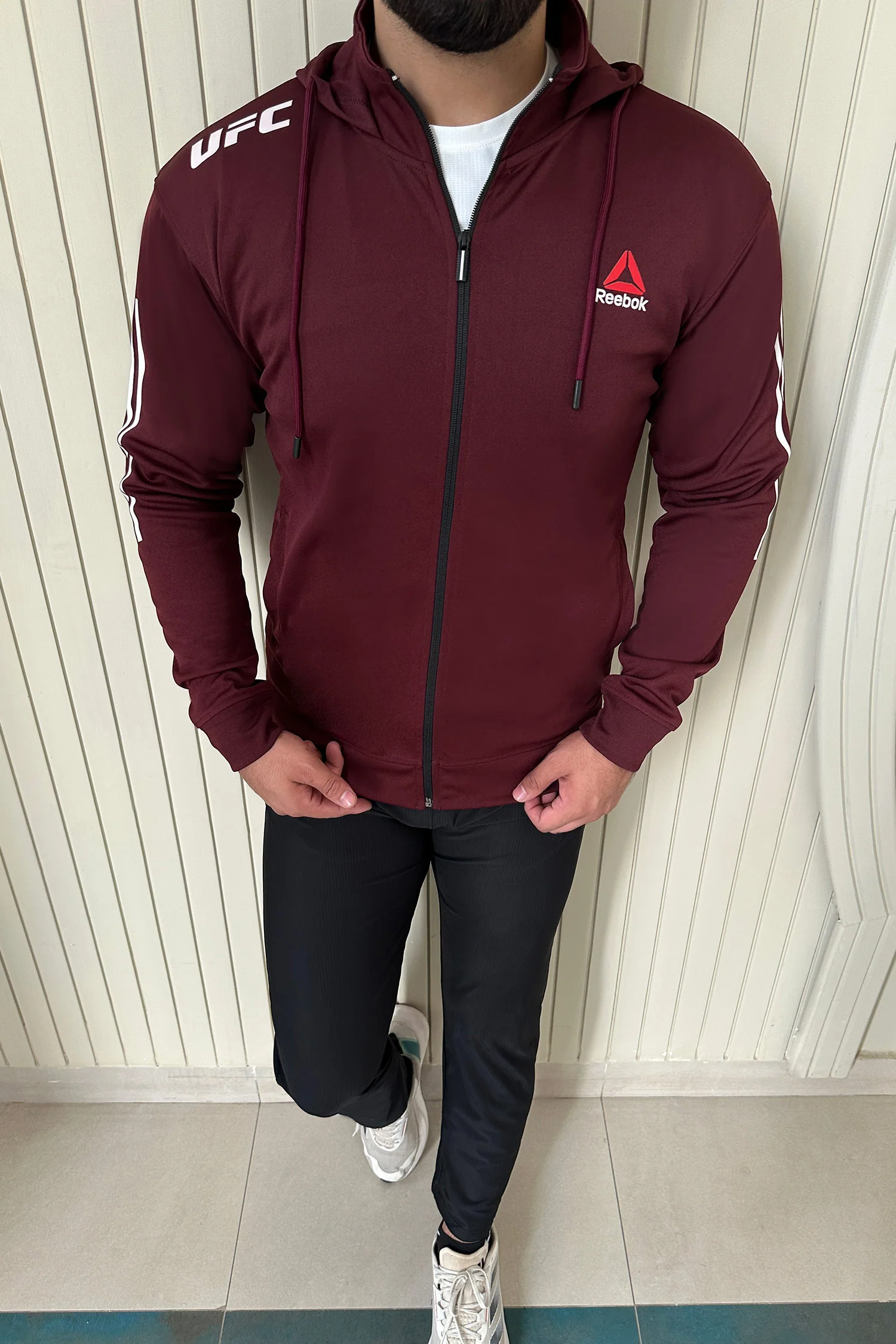Reebk UFC Walkout Training Hood Style Men Zipper Upper - Image 11