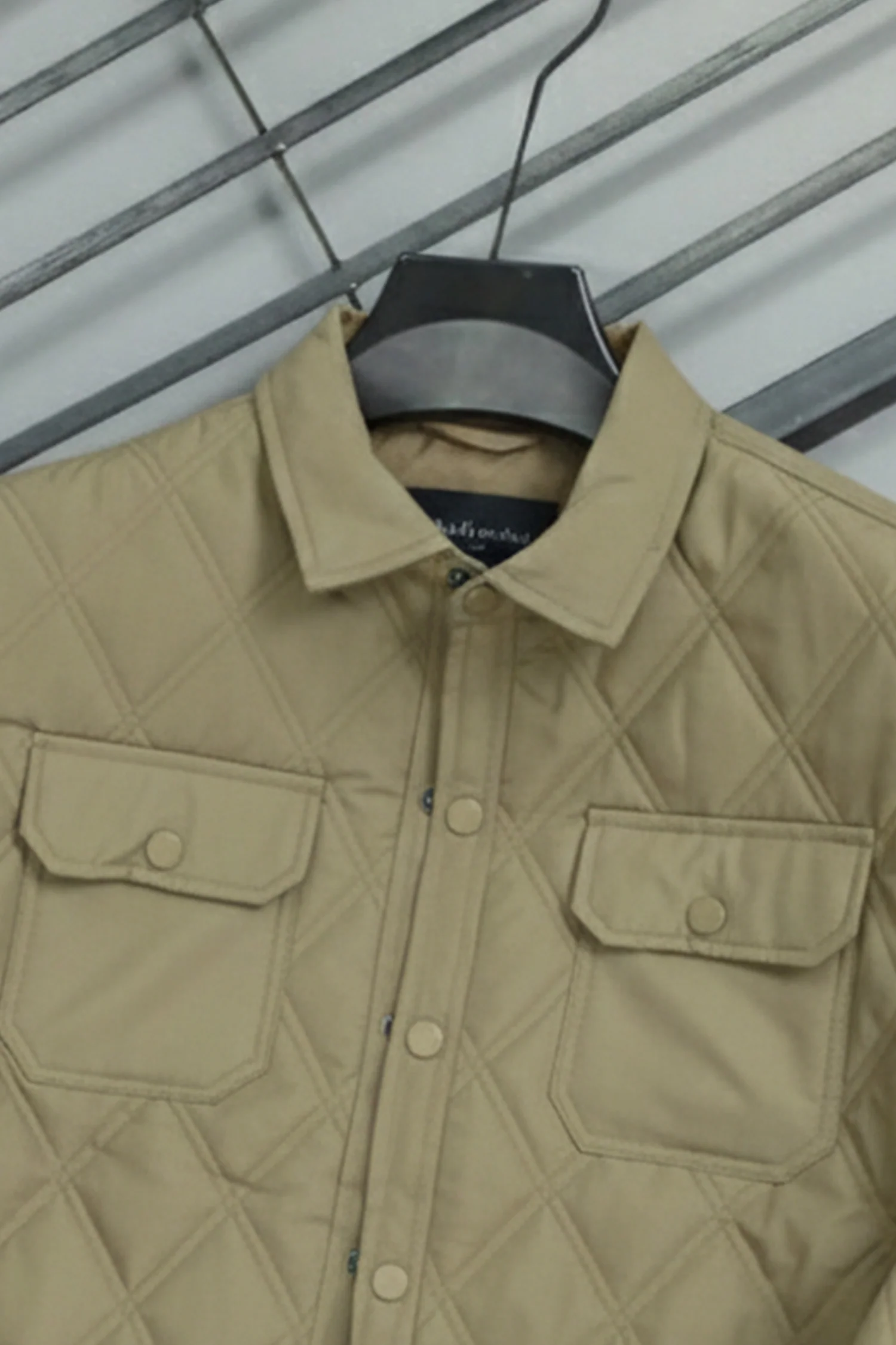 Regular Fit Self Design Imported Light Weight Jacket In Khaki - Image 3