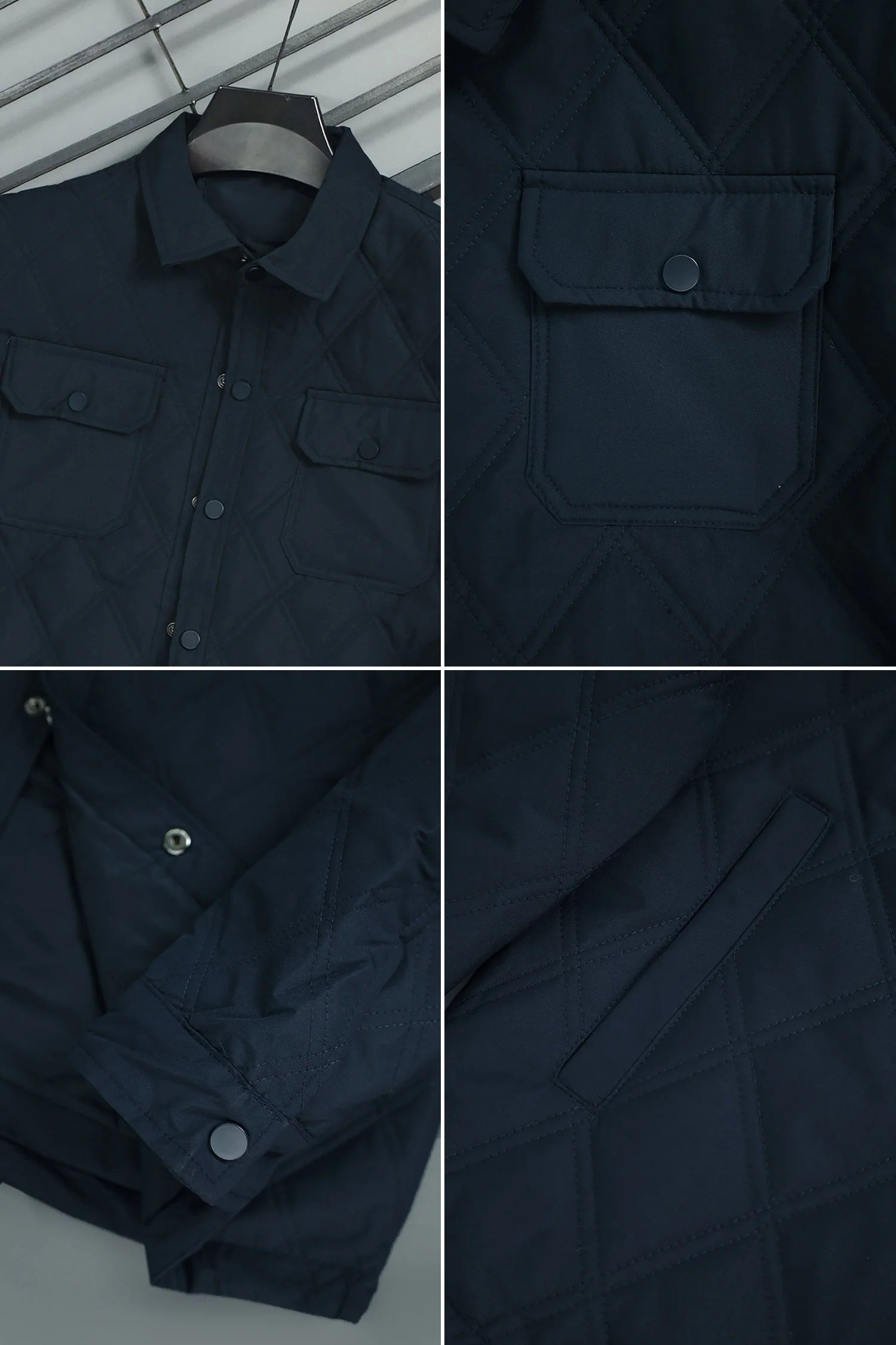 Regular Fit Self Design Imported Light Weight Jacket In Navy Blue - Image 4