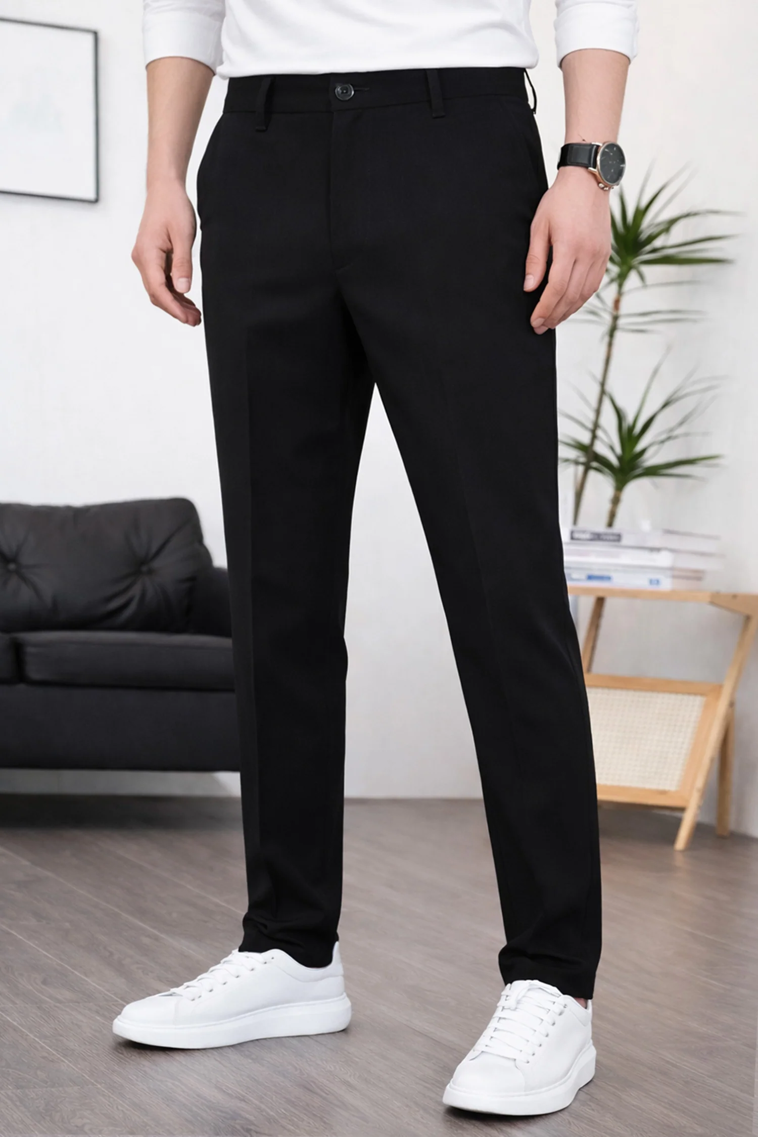 Regular & Tailored Formal Slim Fit Cotton Pant - Image 5