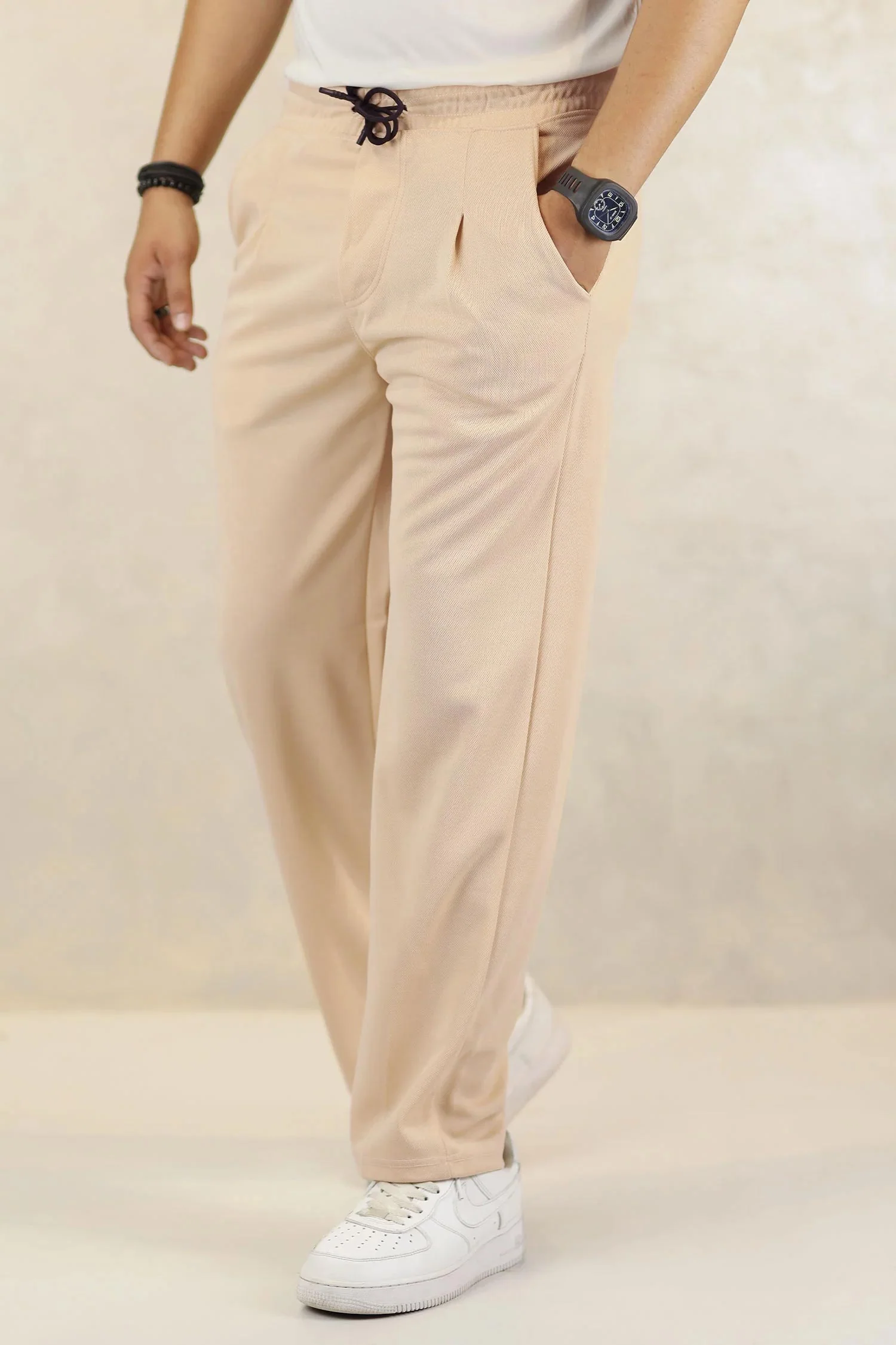 Relaxed Straight Baggy Loose Bottom Trouser In Skin - Image 5