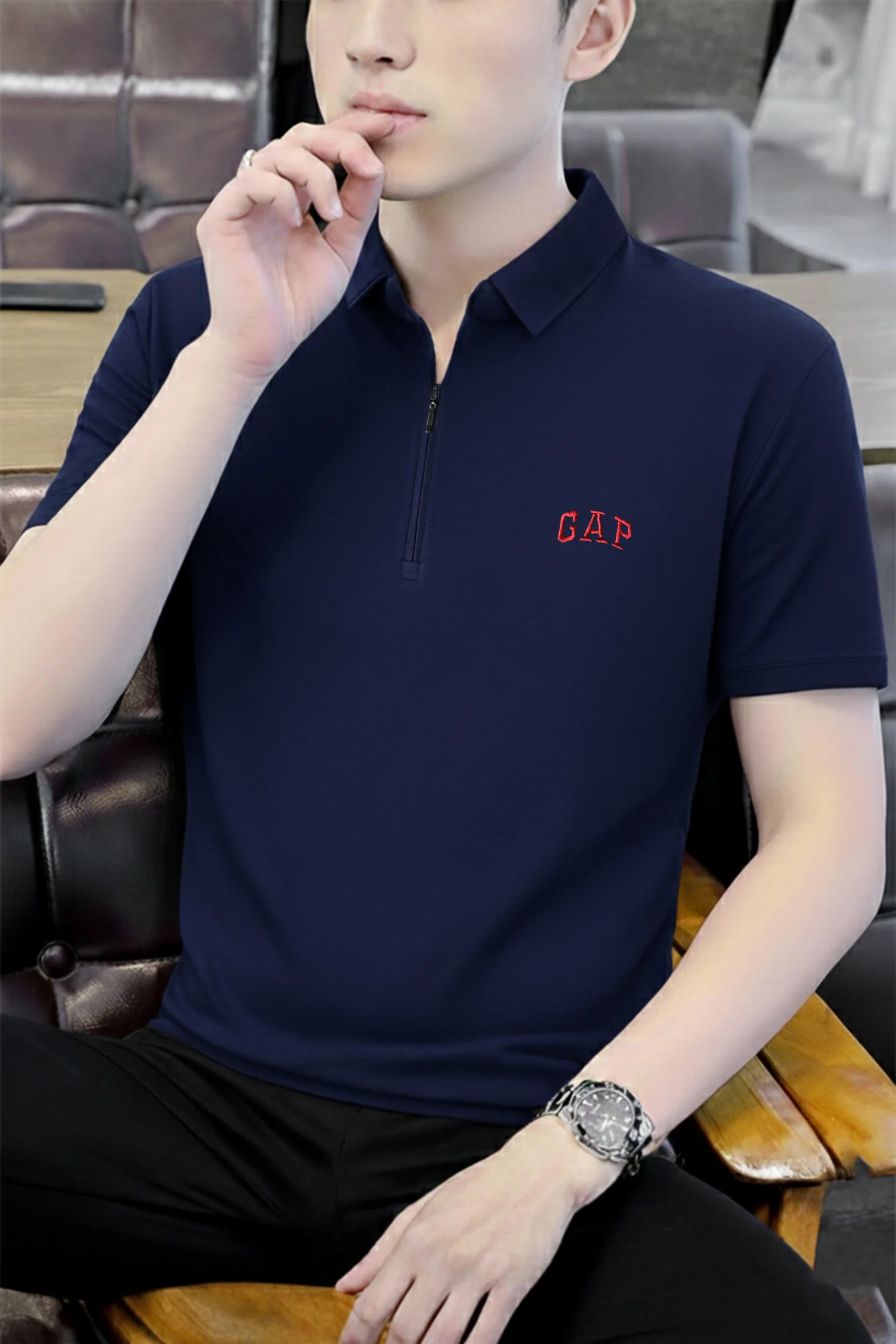 GP Zip Style Collared Men's Polo Shirt - Image 11