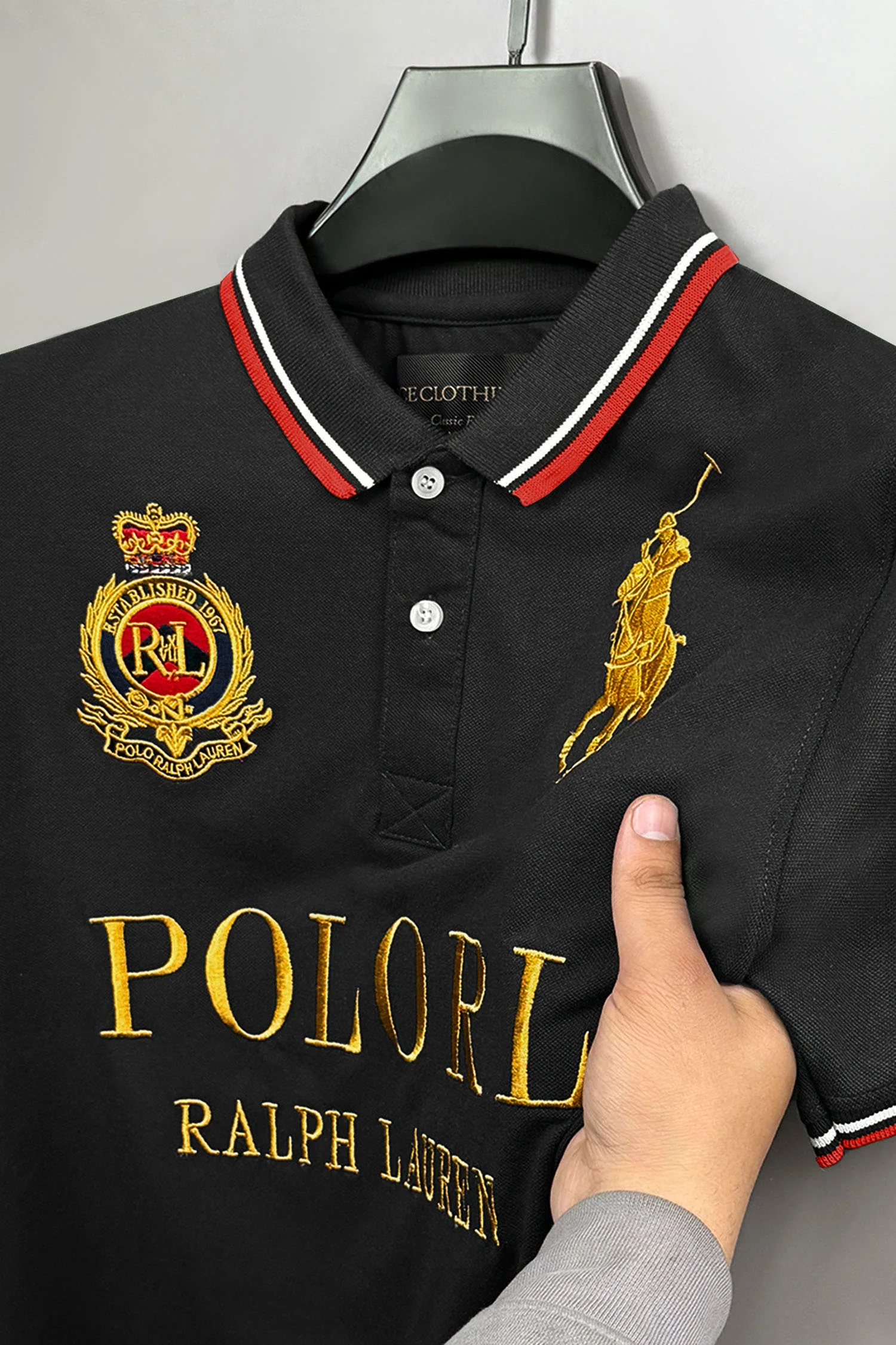 Rph Lren Polo Crown Classic Men's Polo Shirt In Black - Image 2