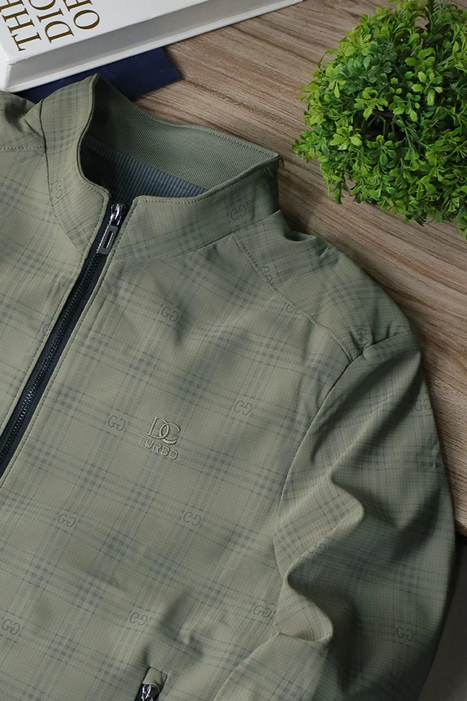 Square Pattern Lines Imported Light Weight Jacket In Light Skin - Image 3