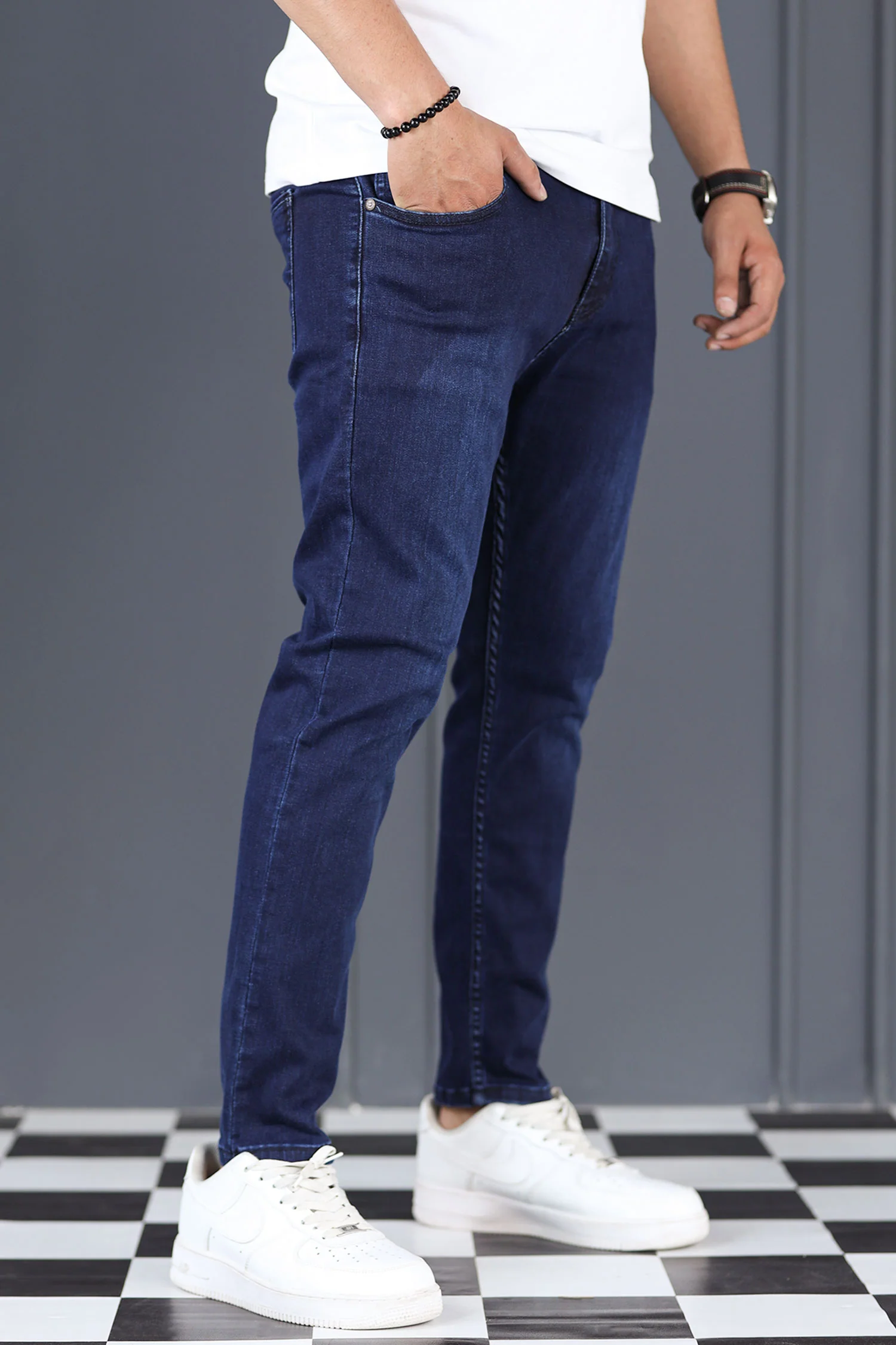 Street Style Turbo Ankle Fit Jeans In Dark Navy - Image 3
