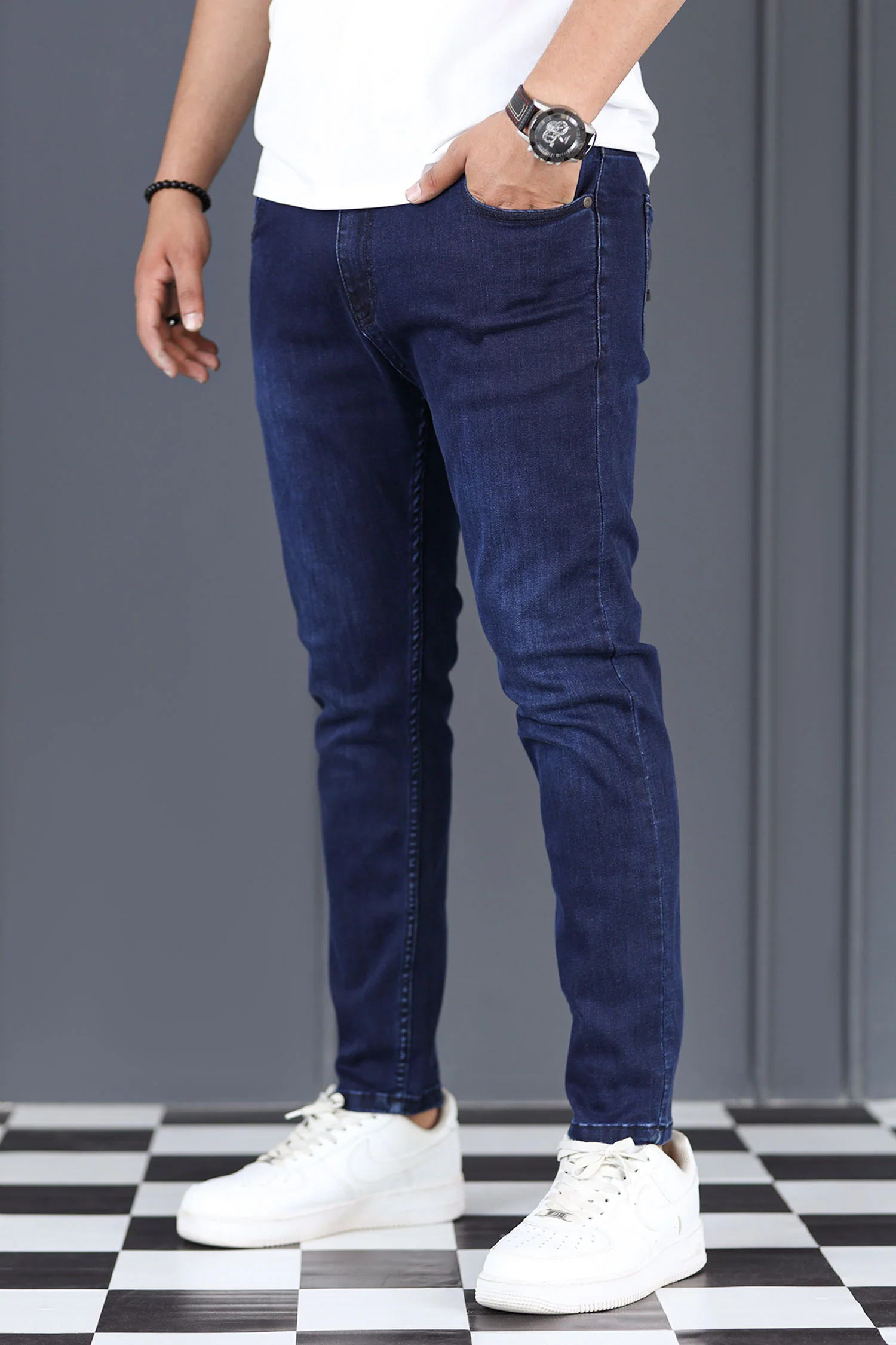 Street Style Turbo Ankle Fit Jeans In Dark Navy - Image 4