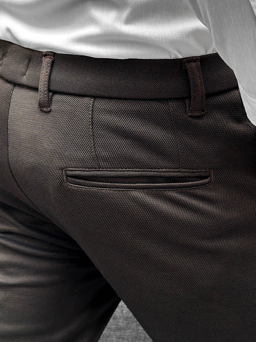 Super Elastic Slim Cotton Pant in Coffee - Image 3