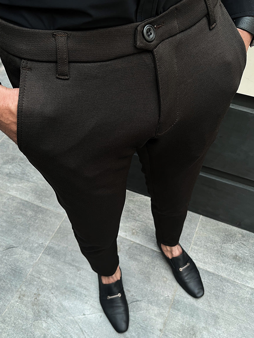 Super Elastic Slim Cotton Pant in Coffee - Image 4