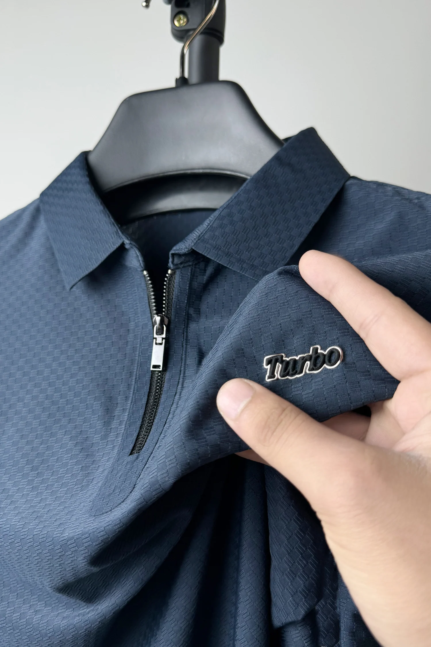 Turbo Abstract Symmetry Zip-Collar Men's Polo Shirt (Copy) - Image 3