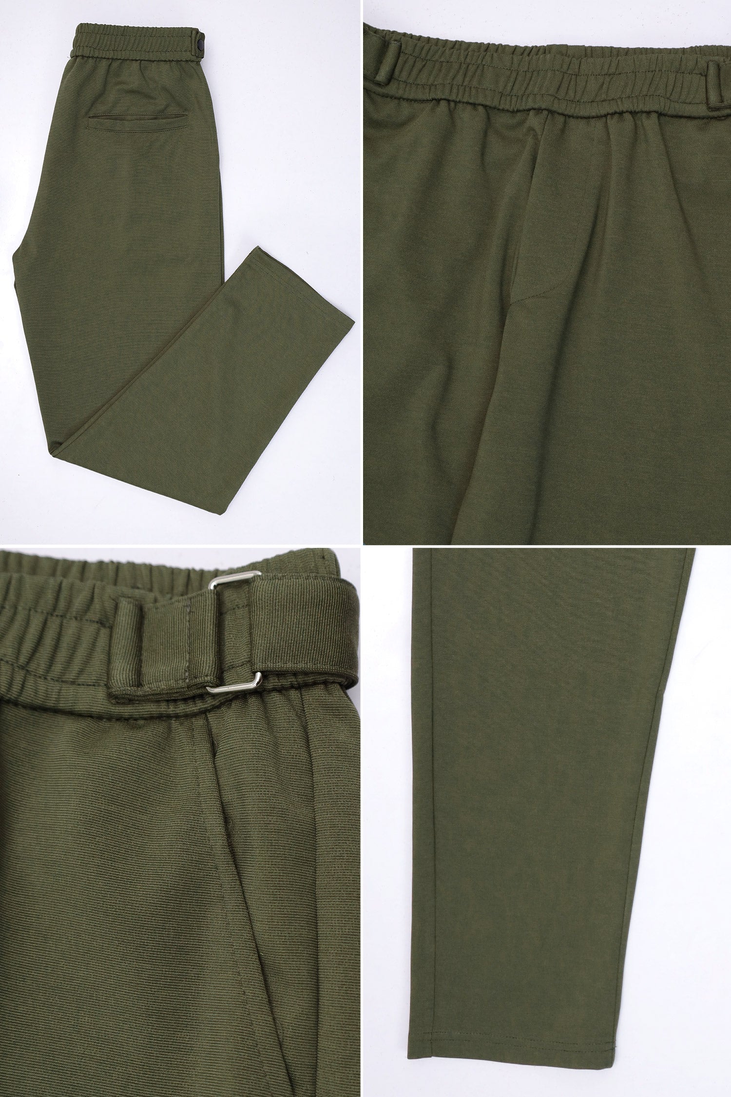 Turbo Adjustable Waist Chino Motif Trouser In Olive - Image 3